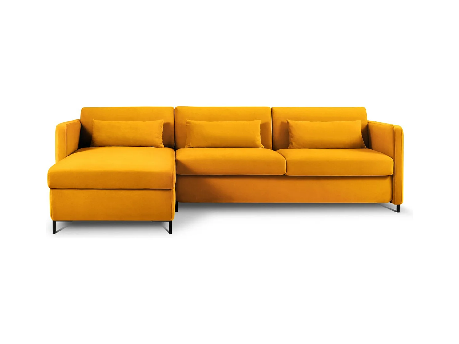 CXL by Christian Lacroix - Canapé d'angle gauche convertible "Yanis" 4 places en velours jaune - 260x170x80cm
