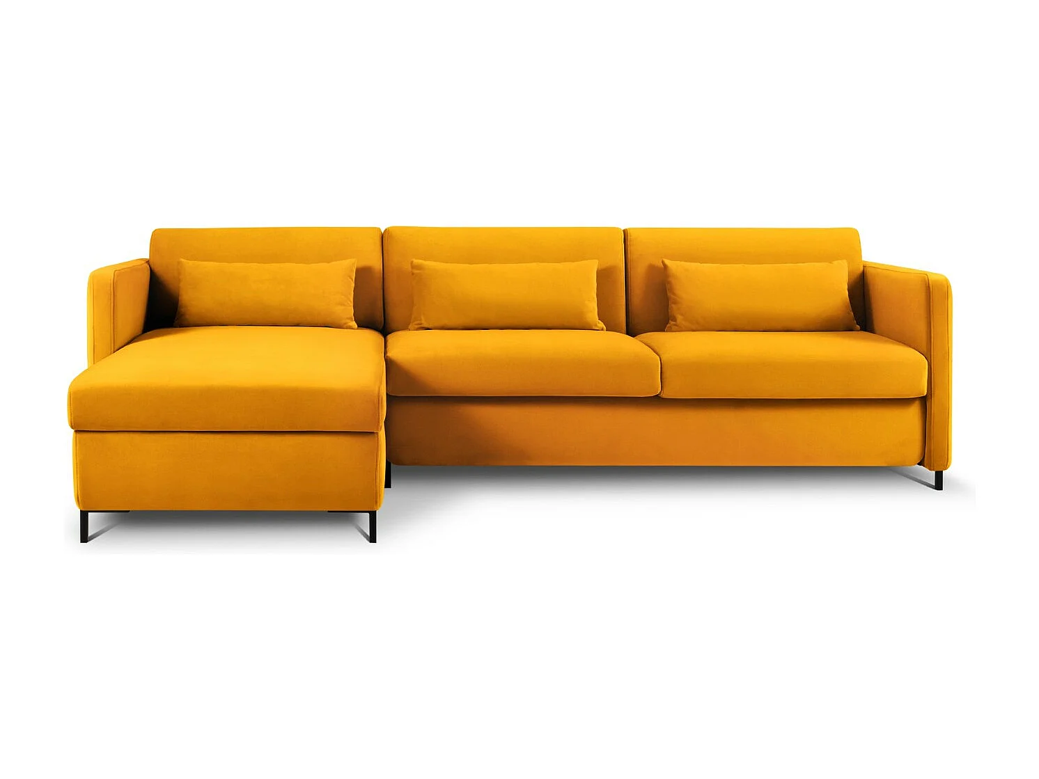 CXL by Christian Lacroix - Canapé d'angle gauche convertible "Yanis" 4 places en velours jaune - 260x170x80cm