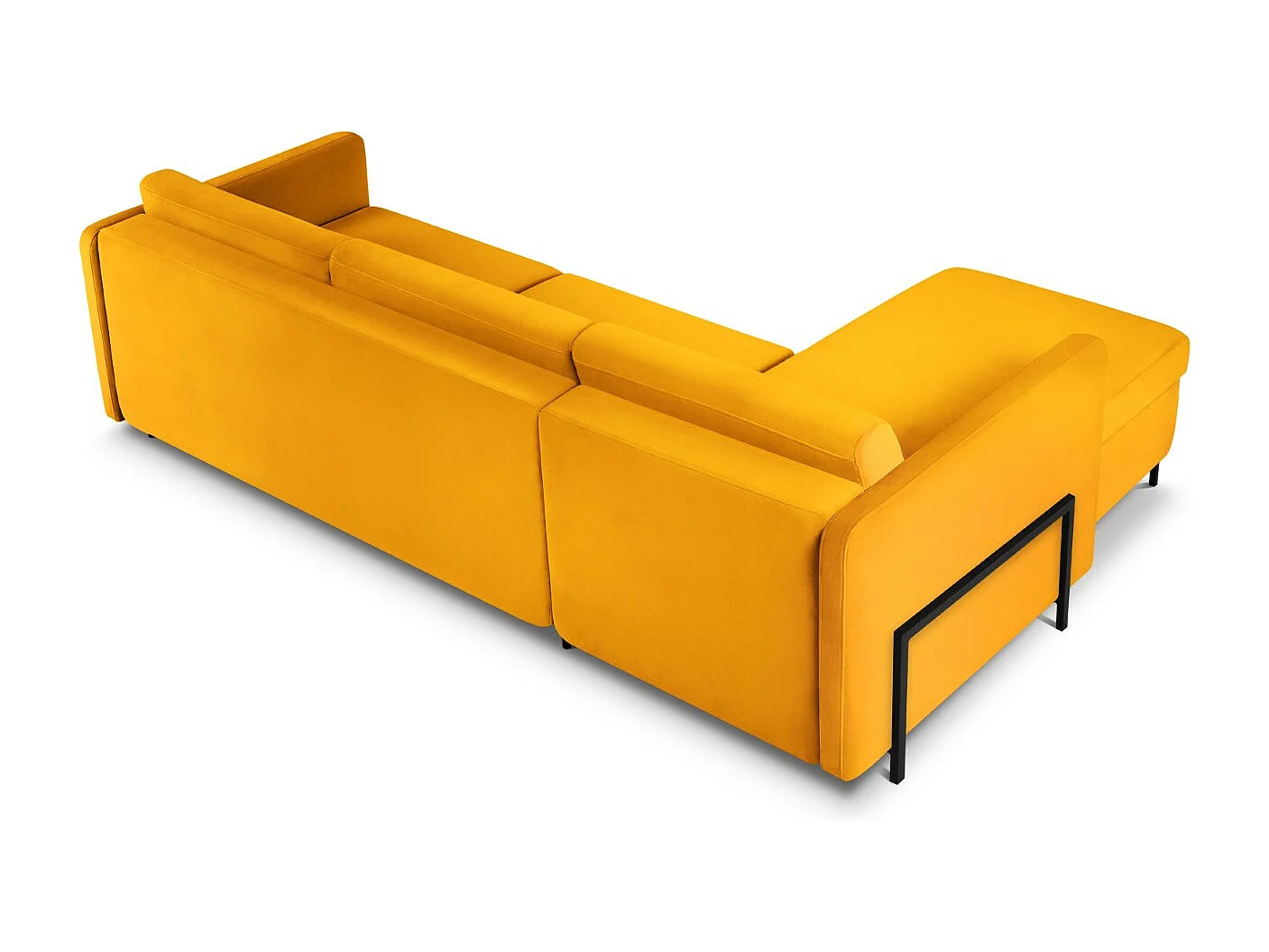 CXL by Christian Lacroix - Canapé d'angle gauche convertible "Yanis" 4 places en velours jaune - 260x170x80cm