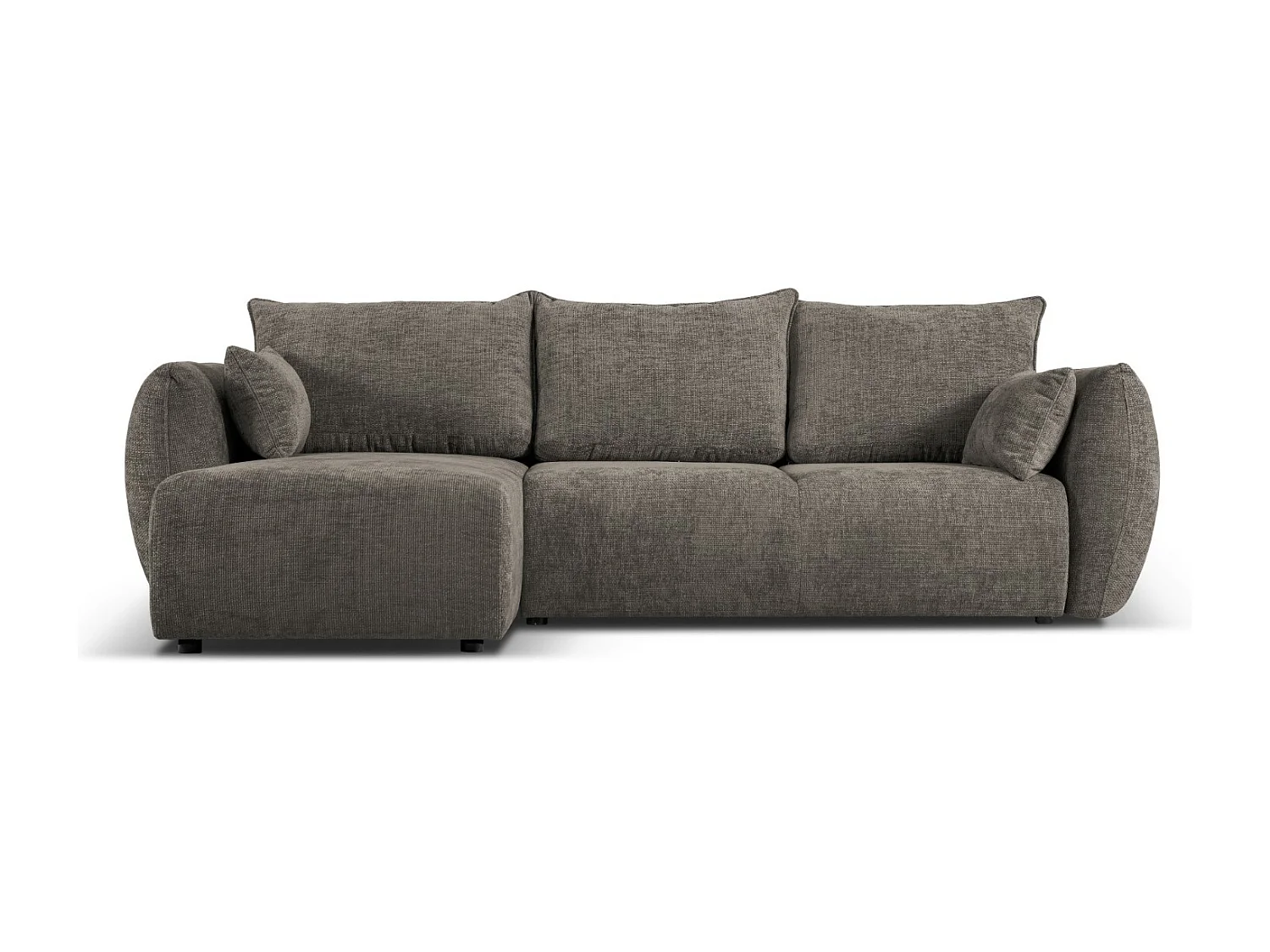 Cosmopolitan Design - Canapé d'angle gauche convertible avec coffre de rangement "Matera" 4 places en chenille gris - 253x173x86cm
