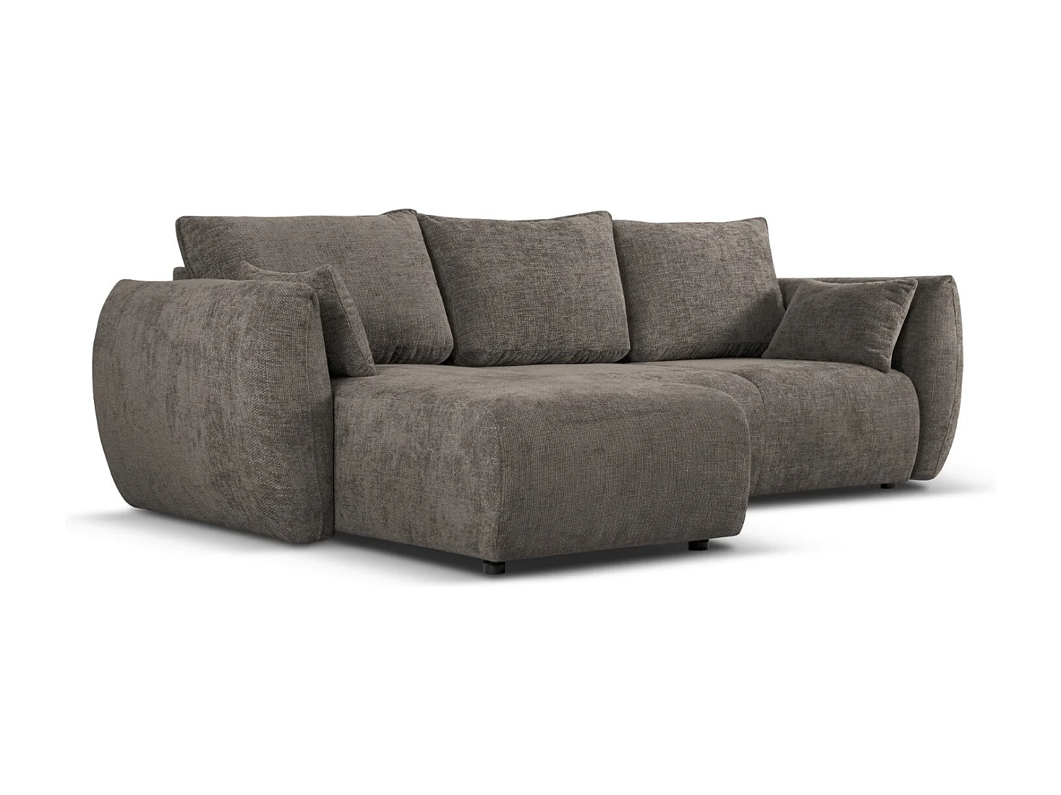 Cosmopolitan Design - Canapé d'angle gauche convertible avec coffre de rangement "Matera" 4 places en chenille gris - 253x173x86cm