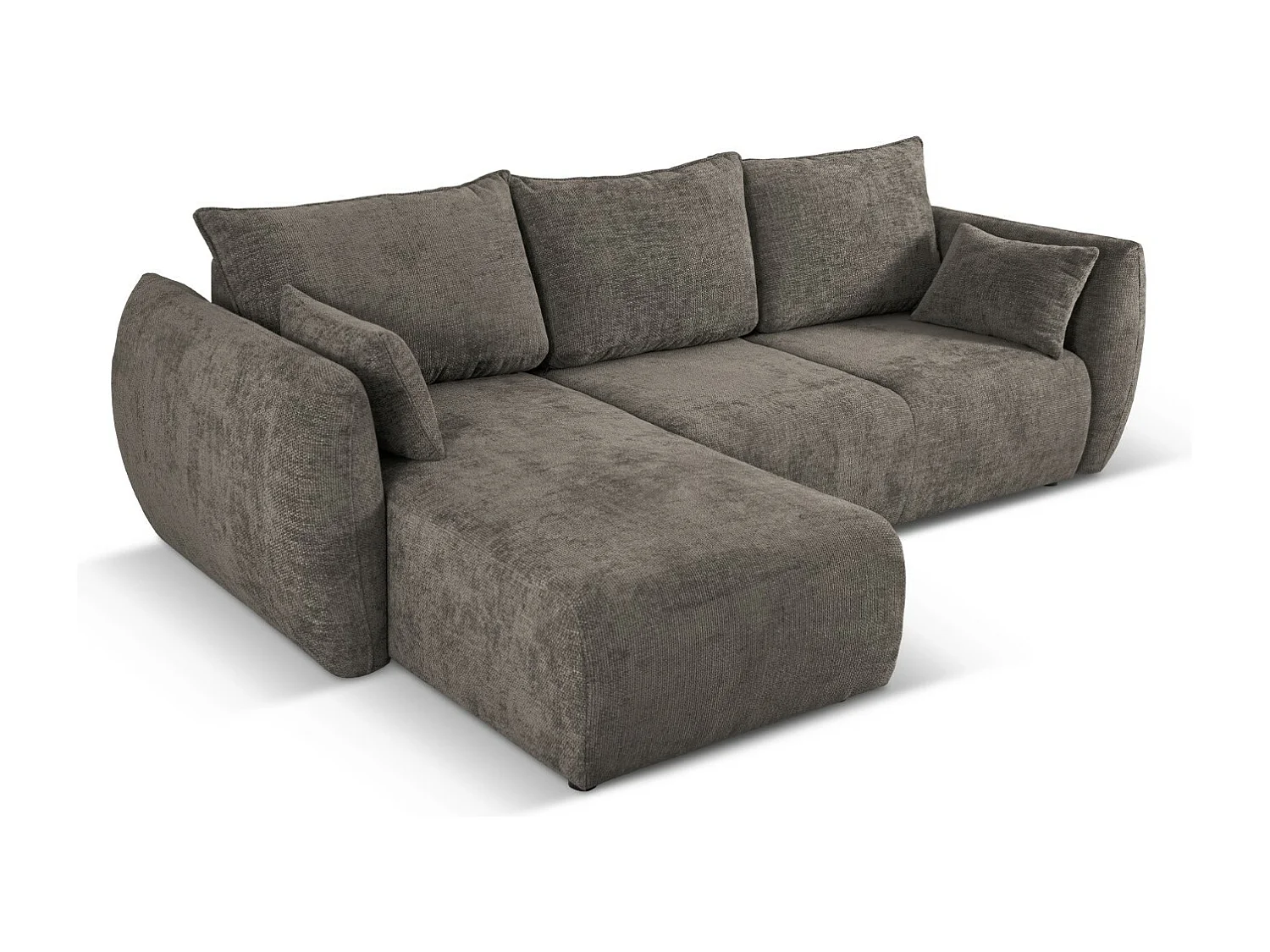 Cosmopolitan Design - Canapé d'angle gauche convertible avec coffre de rangement "Matera" 4 places en chenille gris - 253x173x86cm