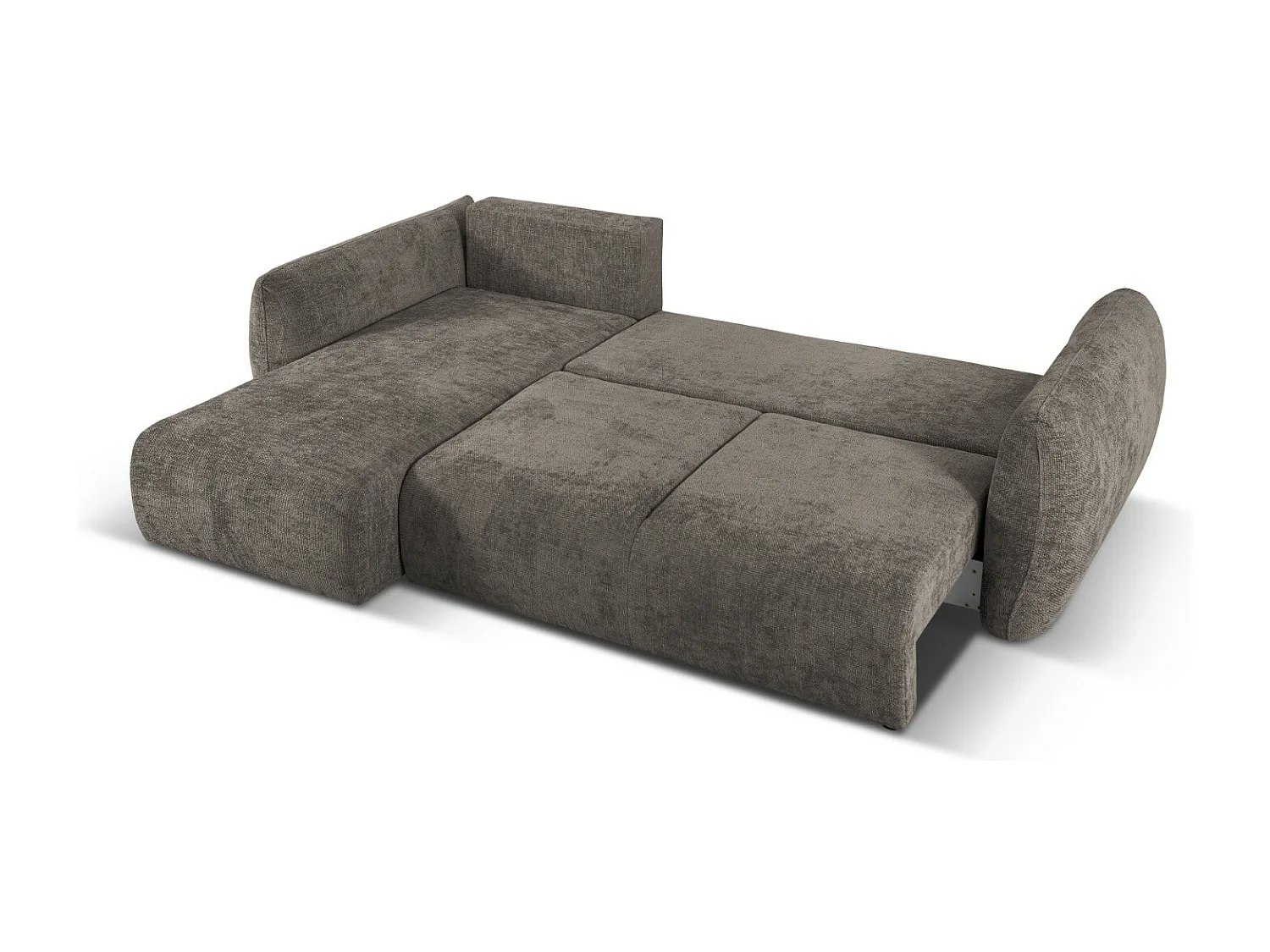 Cosmopolitan Design - Canapé d'angle gauche convertible avec coffre de rangement "Matera" 4 places en chenille gris - 253x173x86cm