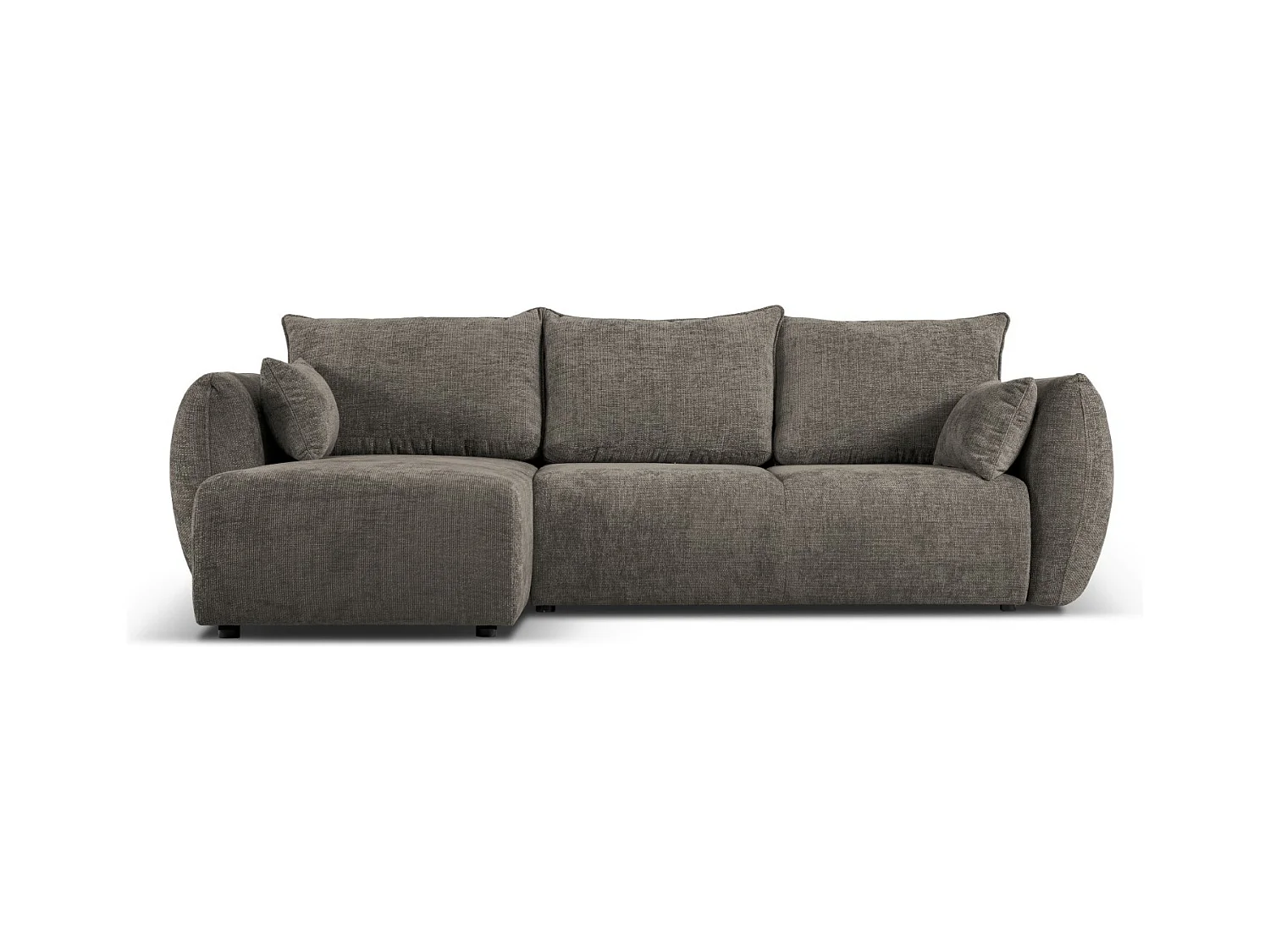 Cosmopolitan Design - Uitklapbare hoekbank links met opbergdoos "Matera" 4 zitplaatsen, Chenille, Grijs - 253x173x86cm