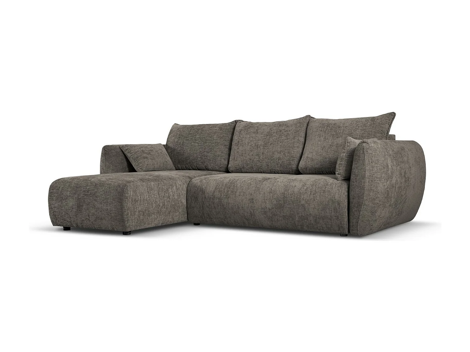 Cosmopolitan Design - Canapé d'angle gauche convertible avec coffre de rangement "Matera" 4 places en chenille gris - 253x173x86cm