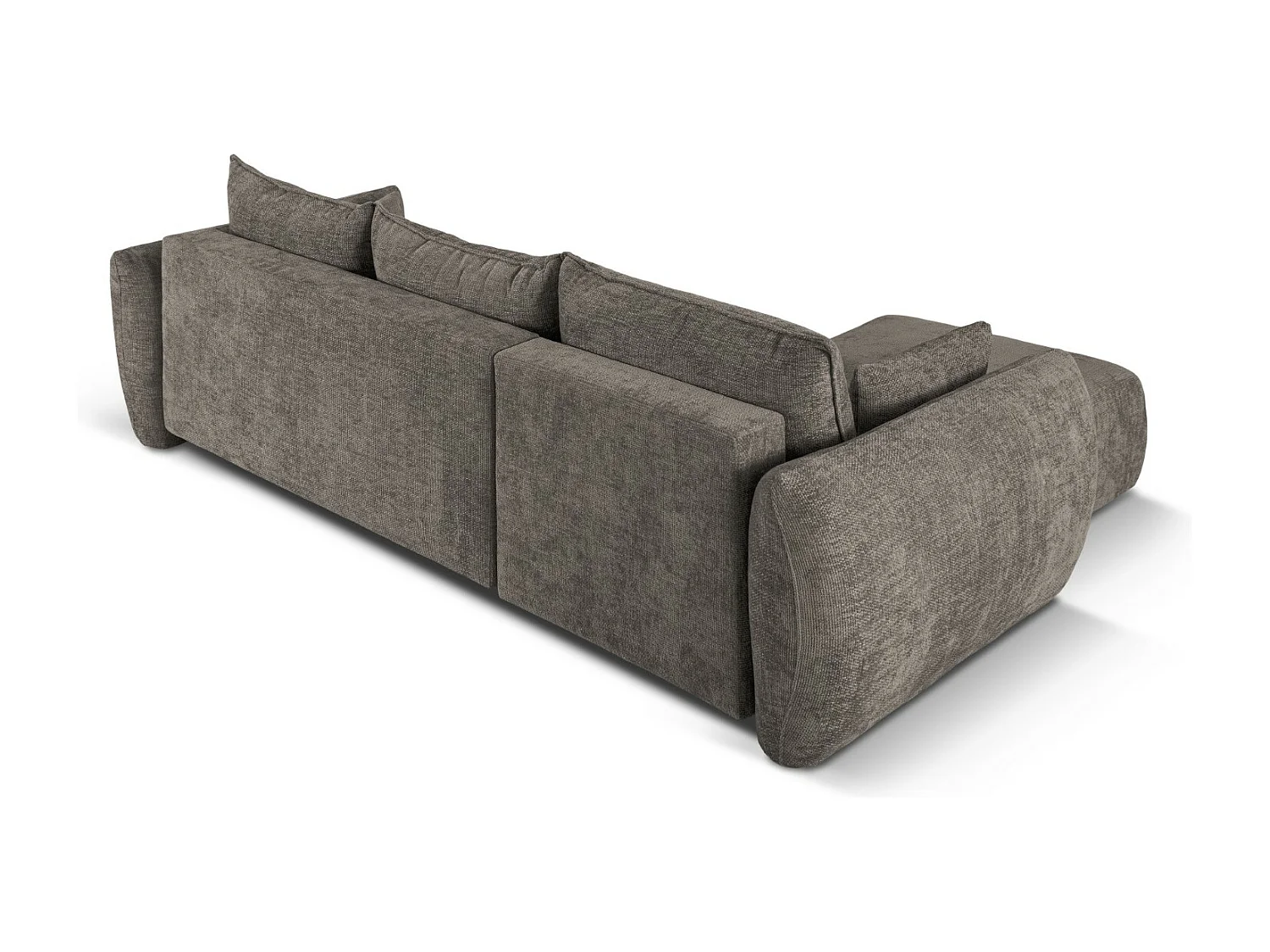 Cosmopolitan Design - Canapé d'angle gauche convertible avec coffre de rangement "Matera" 4 places en chenille gris - 253x173x86cm