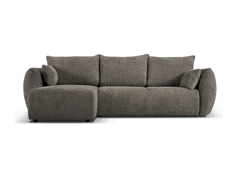 Cosmopolitan Design - Narożnik lewy rozkładany ze schowkiem, "Matera" 4 miejsca szenil, szary - 253x173x86cm