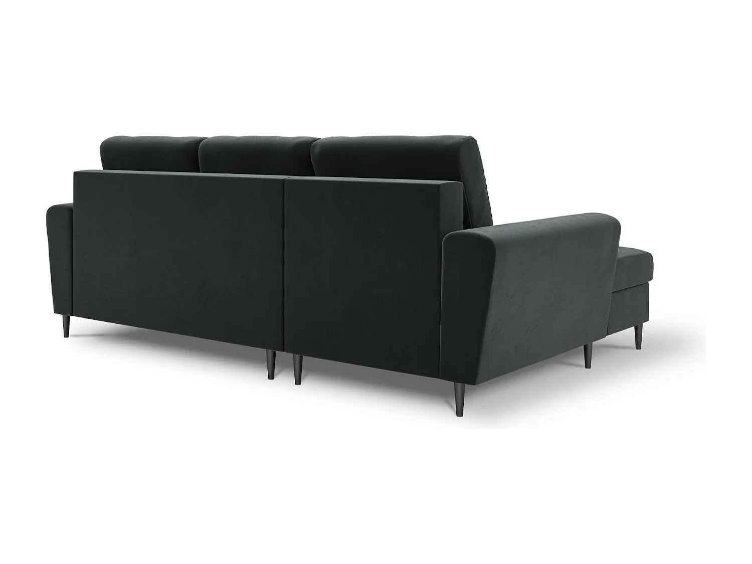 Cosmopolitan Design - Canapé d'angle gauche convertible avec coffre de rangement "Kyoto" 4 places en velours gris foncé - 241x145x88cm