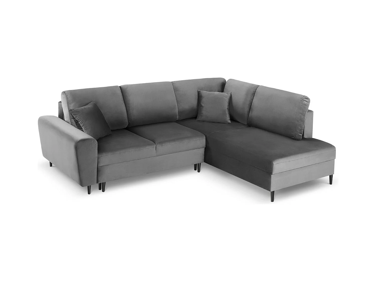 Cosmopolitan Design - Canapé d'angle droit convertible avec coffre de rangement "Kyoto" 5 places en velours gris clair - 243x194x88cm