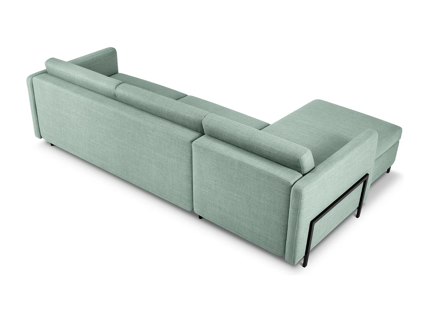 CXL by Christian Lacroix - Sofá cama esquinero izquierdo con baúl de almacenaje "Yanis" 5 plazas de tejido estructural menta - 280x170x80cm