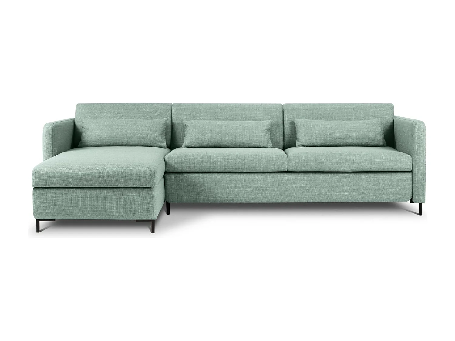 CXL by Christian Lacroix - Canapé d'angle gauche convertible avec coffre de rangement "Yanis" 5 places en tissu structurel menthe - 280x170x80cm