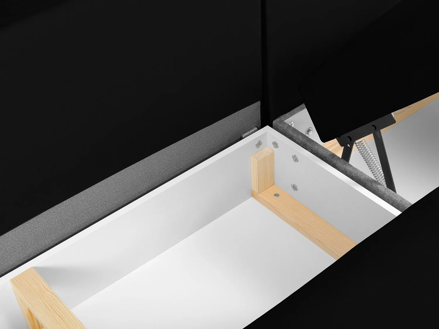 Cosmopolitan Design - Sofa panoramiczna lewa rozkładana ze schowkiem, "Kyoto" 7 miejsc welur, czarny - 313x194x88cm