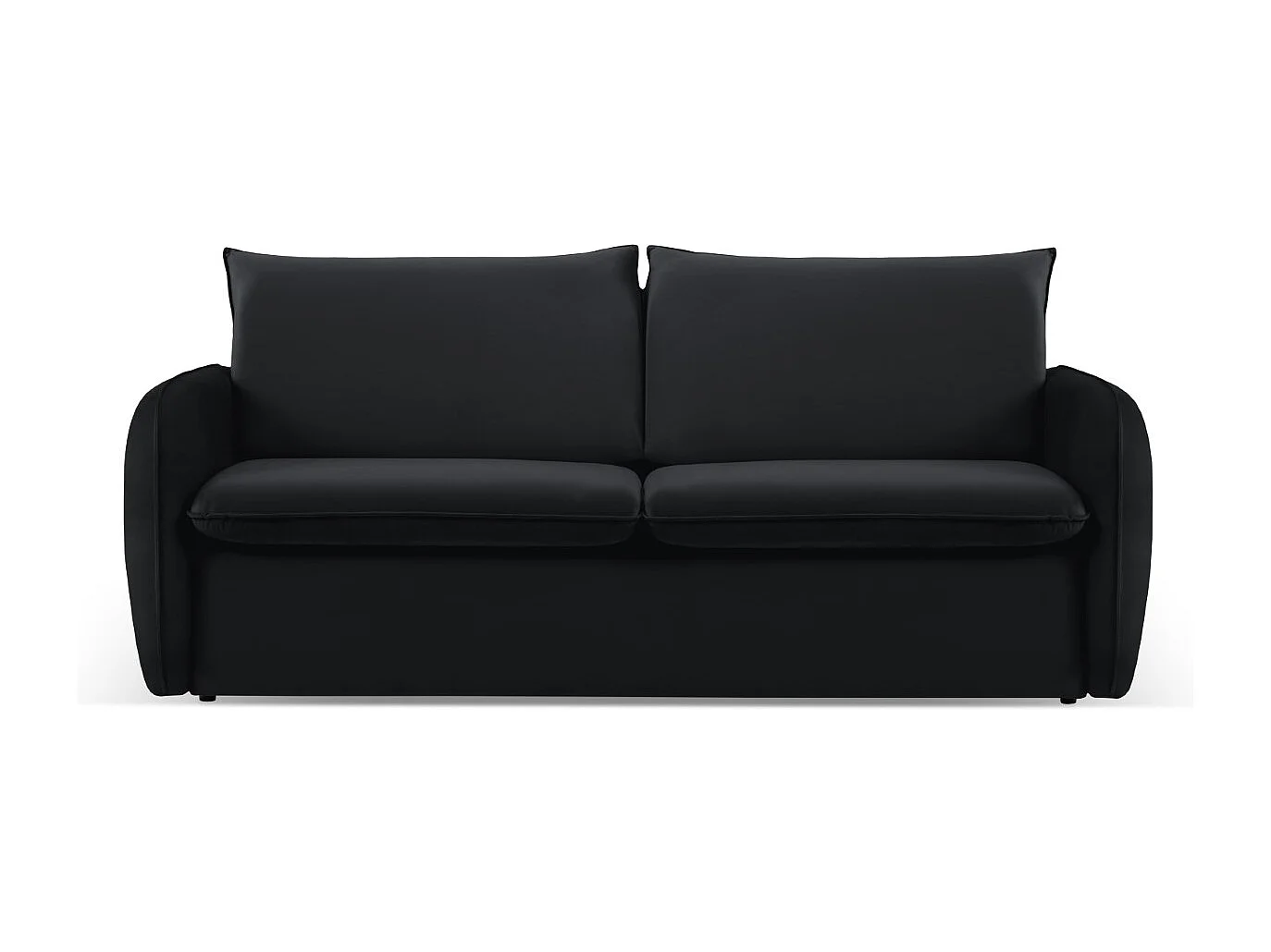 Cosmopolitan Design - 3-Sitzer ausklappbares Sofa "Vienna" aus Samt schwarz - 214x102x92cm