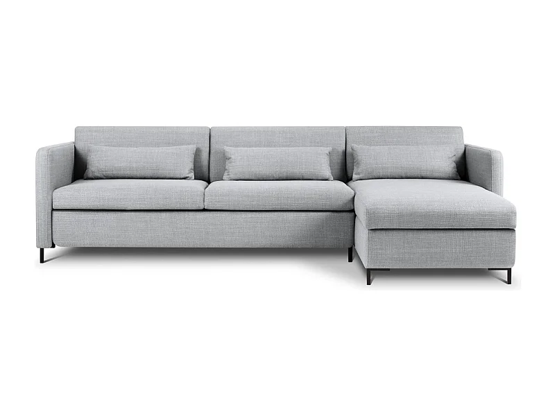 CXL by Christian Lacroix - Sofá cama esquinero derecho con baúl de almacenaje "Yanis" 5 plazas de tejido estructural gris claro - 280x170x80cm