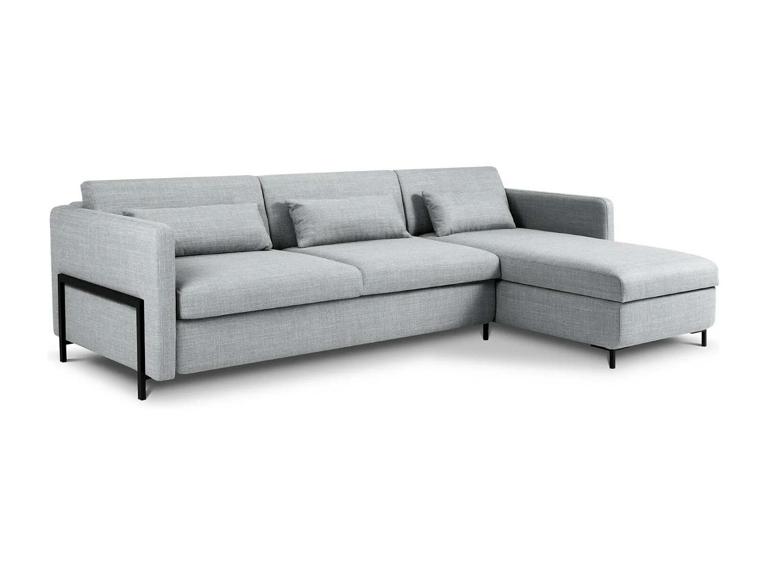 CXL by Christian Lacroix - 5-Sitzer ausklappbares Ecksofa rechts mit Container "Yanis" Sitzer aus strukturiertem Stoff hellgrau - 280x170x80cm