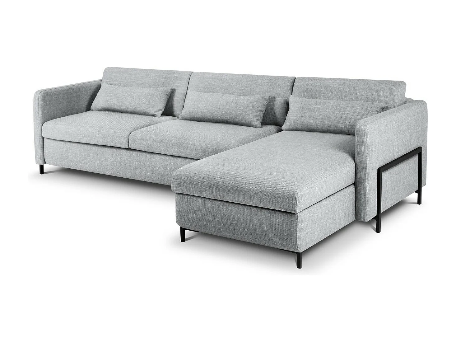 CXL by Christian Lacroix - 5-Sitzer ausklappbares Ecksofa rechts mit Container "Yanis" Sitzer aus strukturiertem Stoff hellgrau - 280x170x80cm