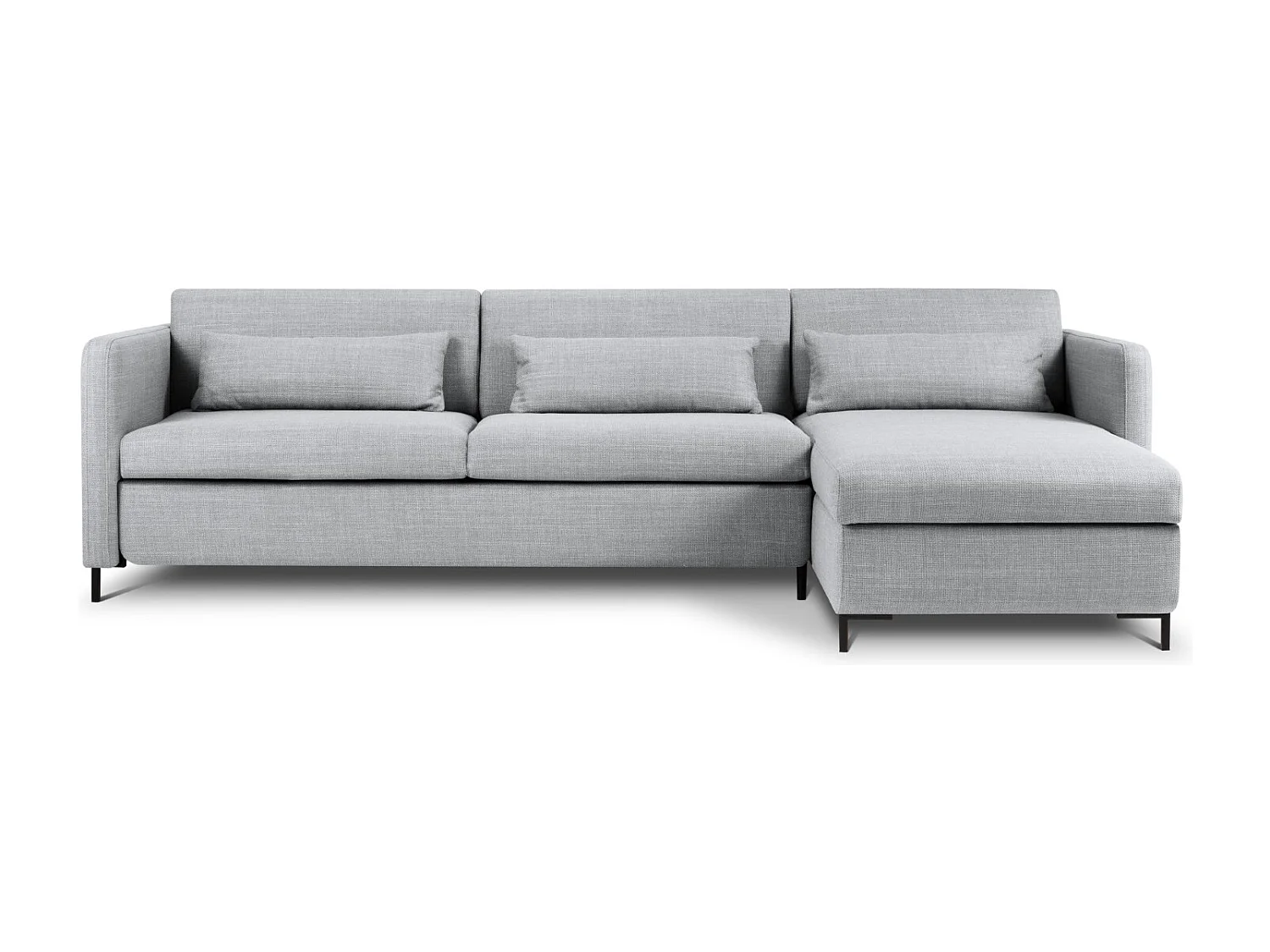 CXL by Christian Lacroix - Canapé d'angle droit convertible avec coffre de rangement "Yanis" 5 places en tissu structurel gris clair - 280x170x80cm