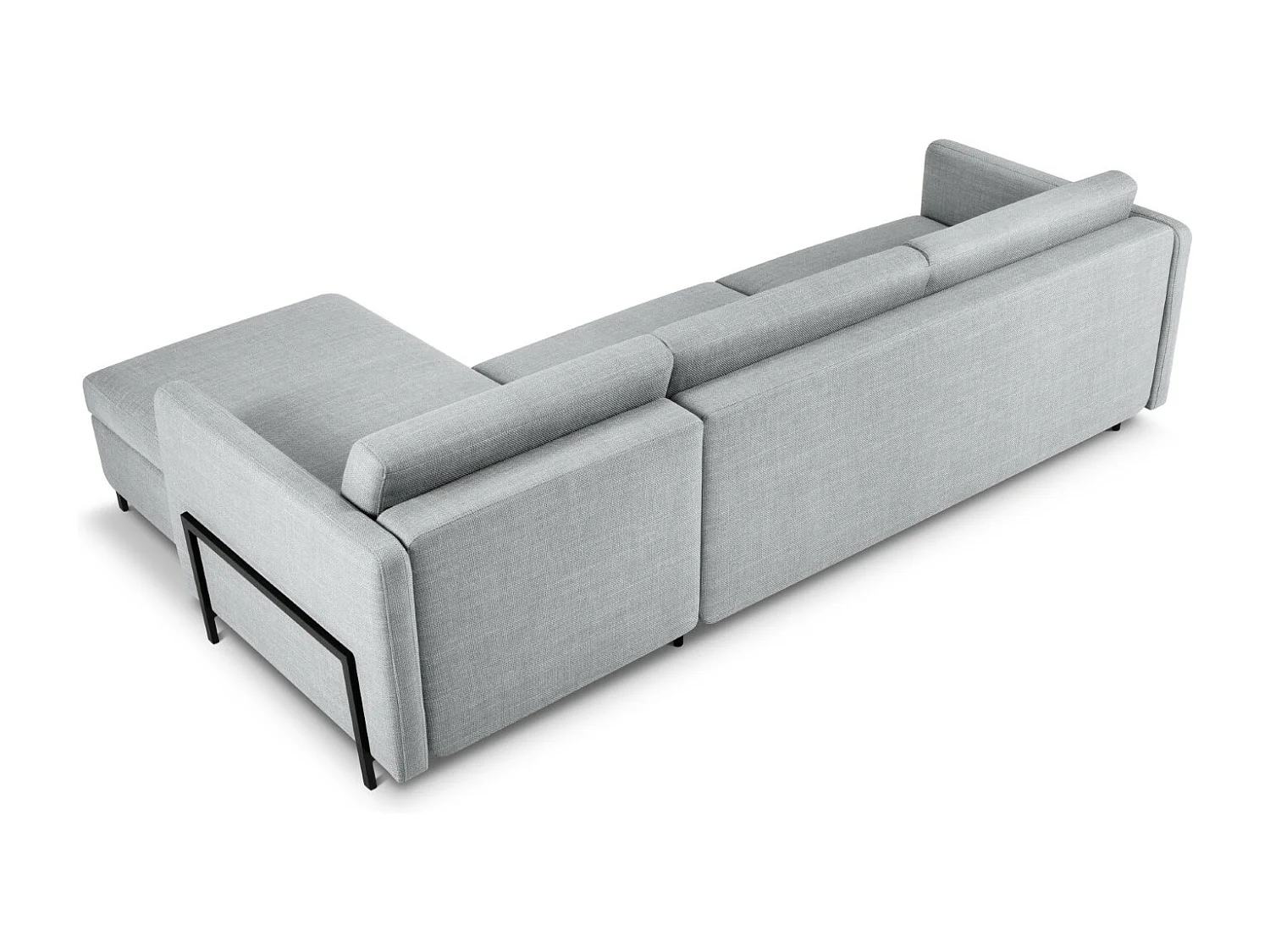 CXL by Christian Lacroix - Canapé d'angle droit convertible avec coffre de rangement "Yanis" 5 places en tissu structurel gris clair - 280x170x80cm