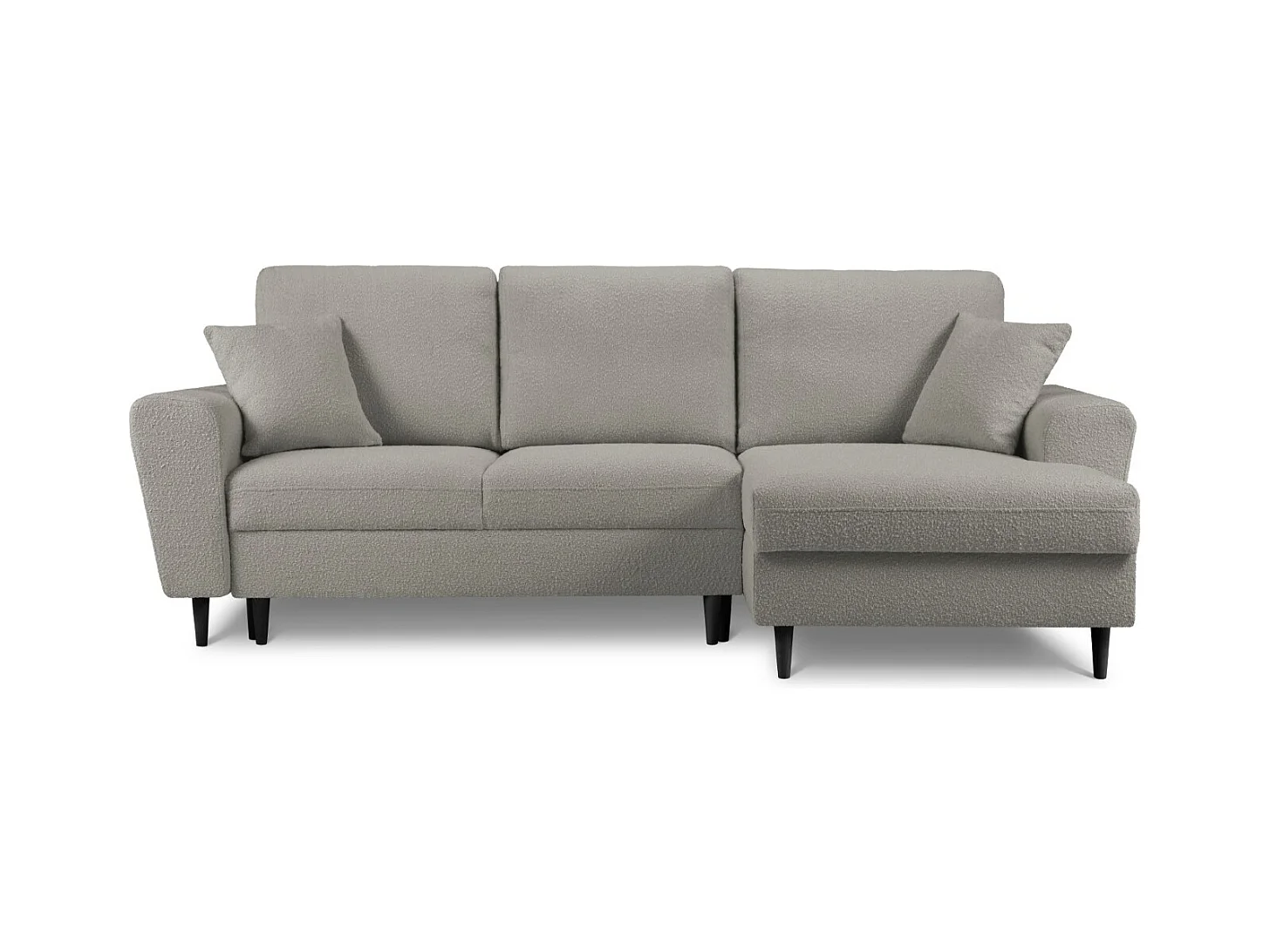 Cosmopolitan Design - Converteerbare hoekbank rechts met opbergdoos "Kyoto" 4 zitplaatsen, Boucle, Grijs - 241x145x88cm