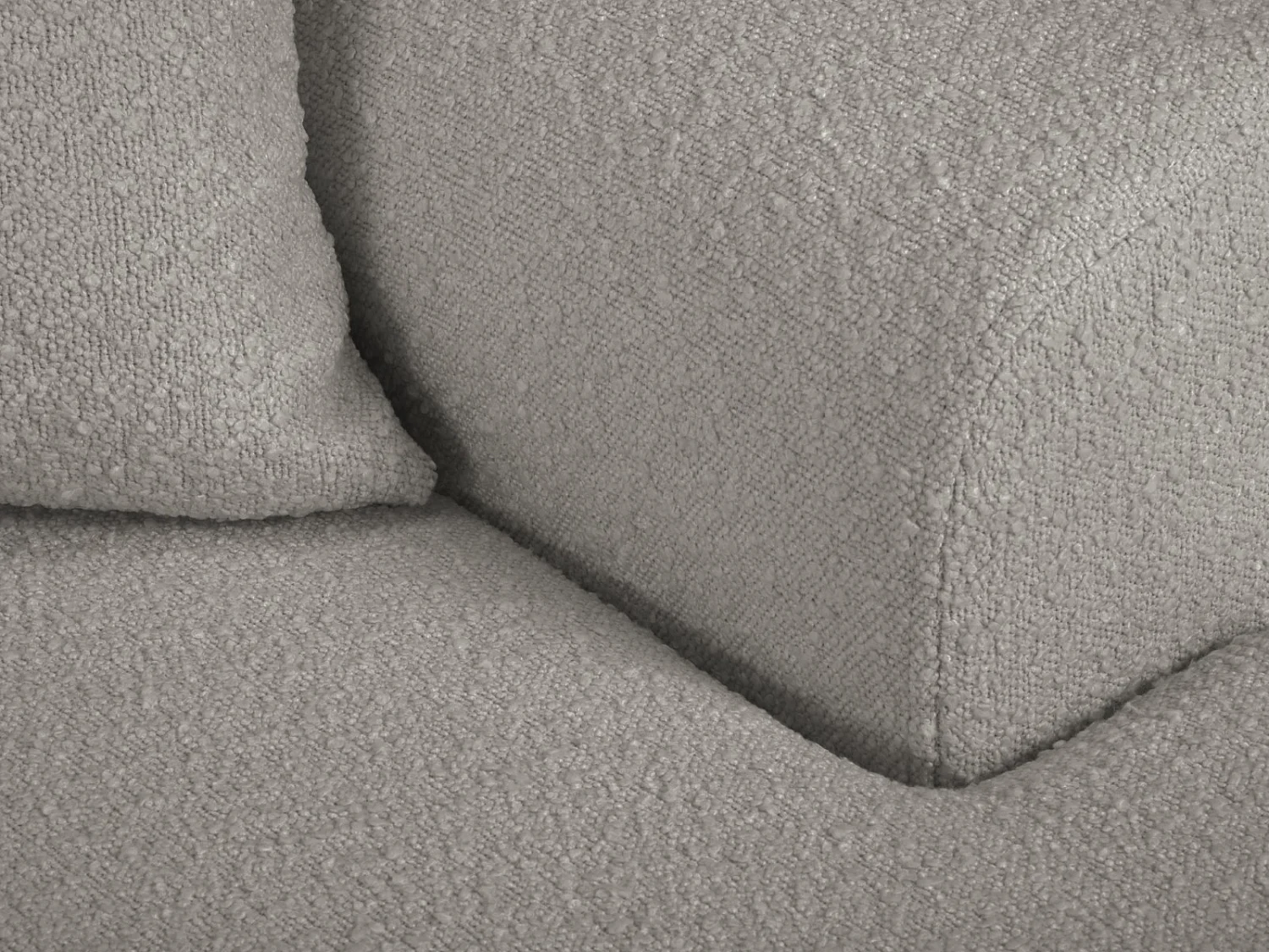 Cosmopolitan Design - Sofá cama esquinero derecho con baúl de almacenaje "Kyoto" 4 plazas de tejido bouclé gris - 241x145x88cm