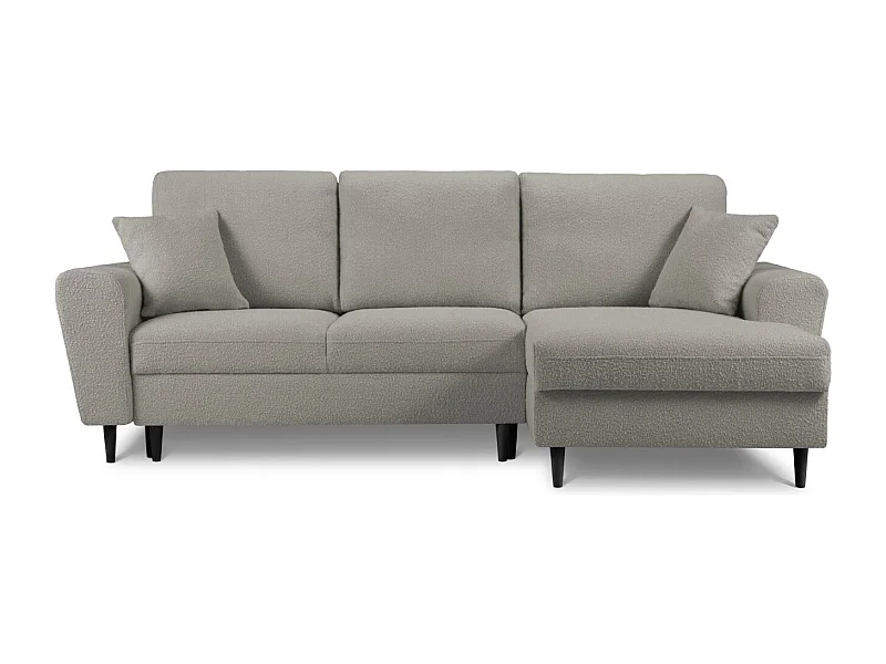 Cosmopolitan Design - Sofá convertível de canto direito com caixa de arrumação "Kyoto" 4 lugares em tecido bouclé cinza - 241x145x88cm