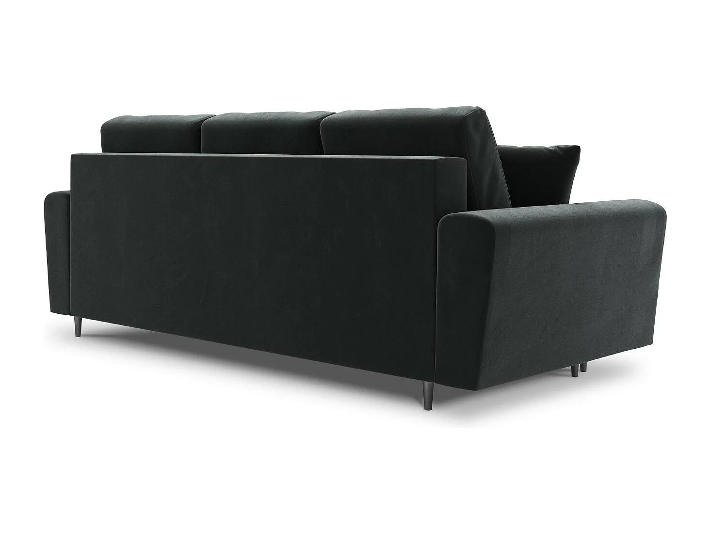Cosmopolitan Design - Sofa z funkcją spania ze schowkiem, "Kyoto" 3 miejsca welur, szary ciemny - 235x100x88cm