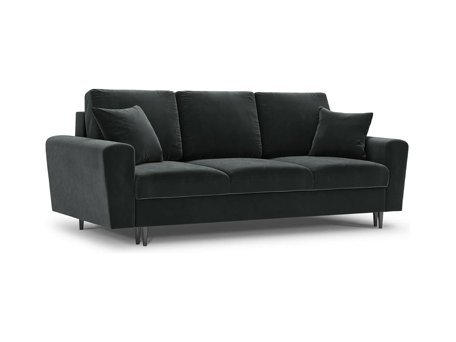 Cosmopolitan Design - Canapé convertible avec coffre de rangement "Kyoto" 3 places en velours gris foncé - 235x100x88cm