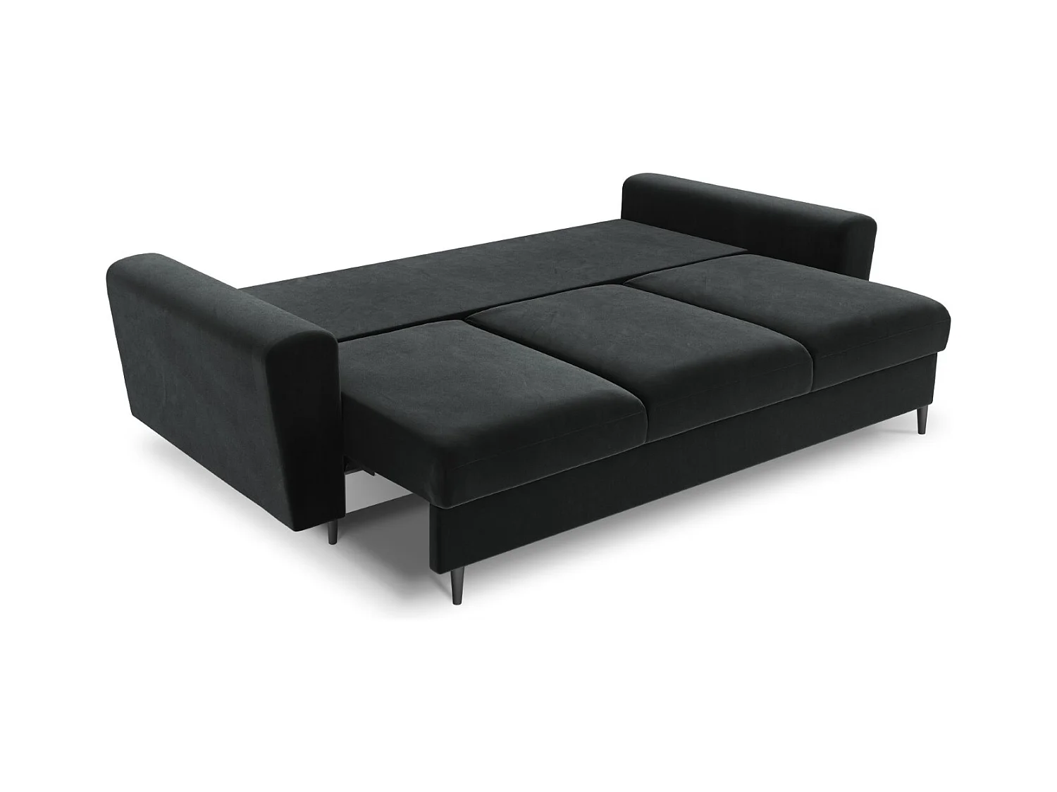 Cosmopolitan Design - 3-Sitzer ausklappbares Sofa mit Bettkasten "Kyoto" aus Samt dunkelgrau - 235x100x88cm