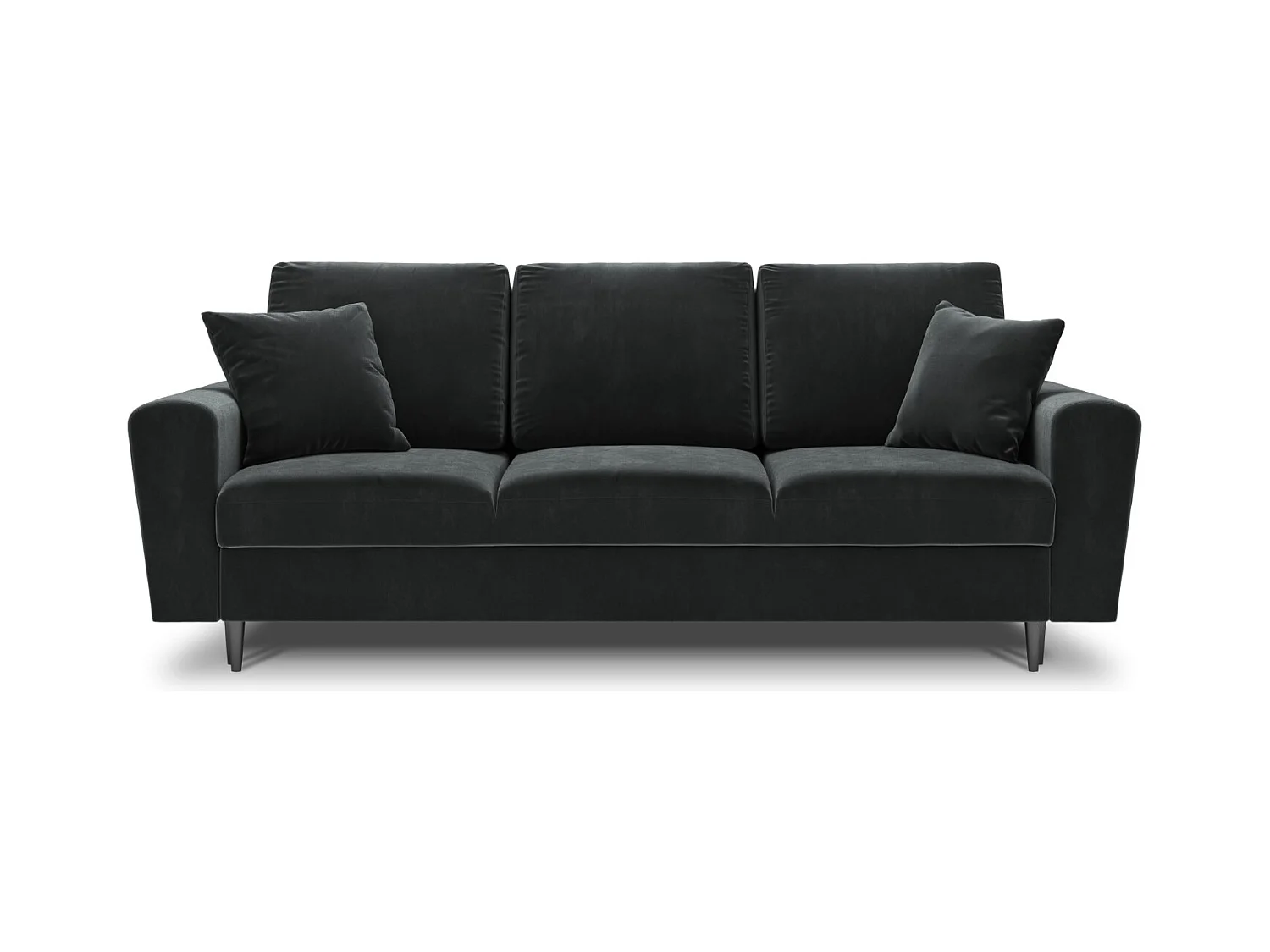 Cosmopolitan Design - 3-Sitzer ausklappbares Sofa mit Bettkasten "Kyoto" aus Samt dunkelgrau - 235x100x88cm