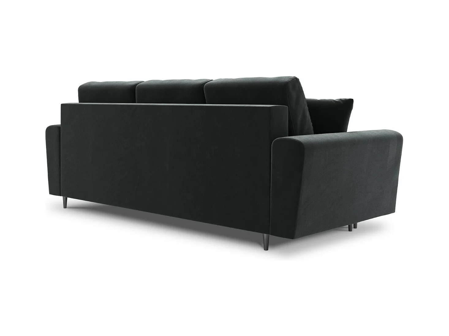 Cosmopolitan Design - 3-Sitzer ausklappbares Sofa mit Bettkasten "Kyoto" aus Samt dunkelgrau - 235x100x88cm
