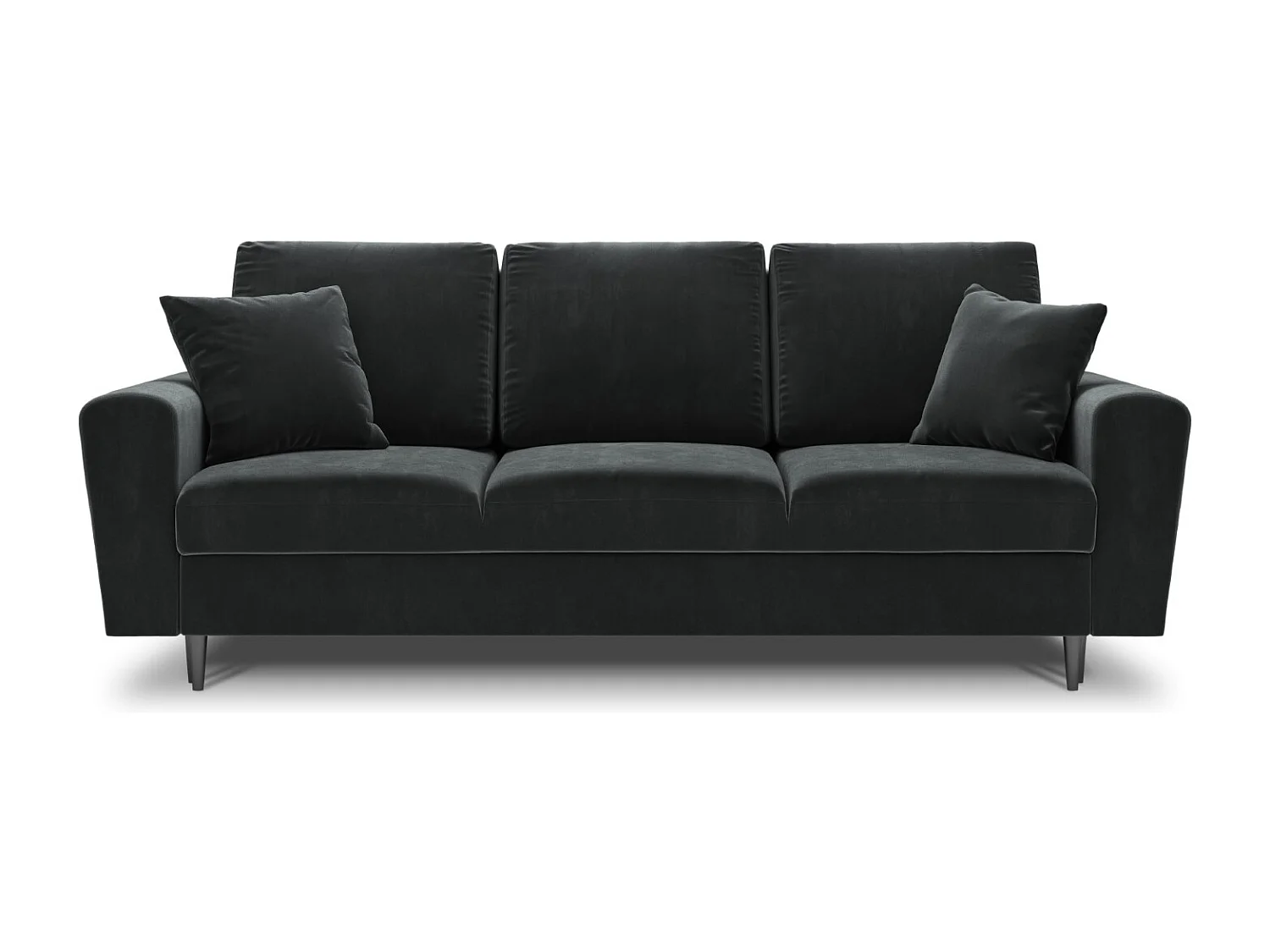 Cosmopolitan Design - Canapé convertible avec coffre de rangement "Kyoto" 3 places en velours gris foncé - 235x100x88cm