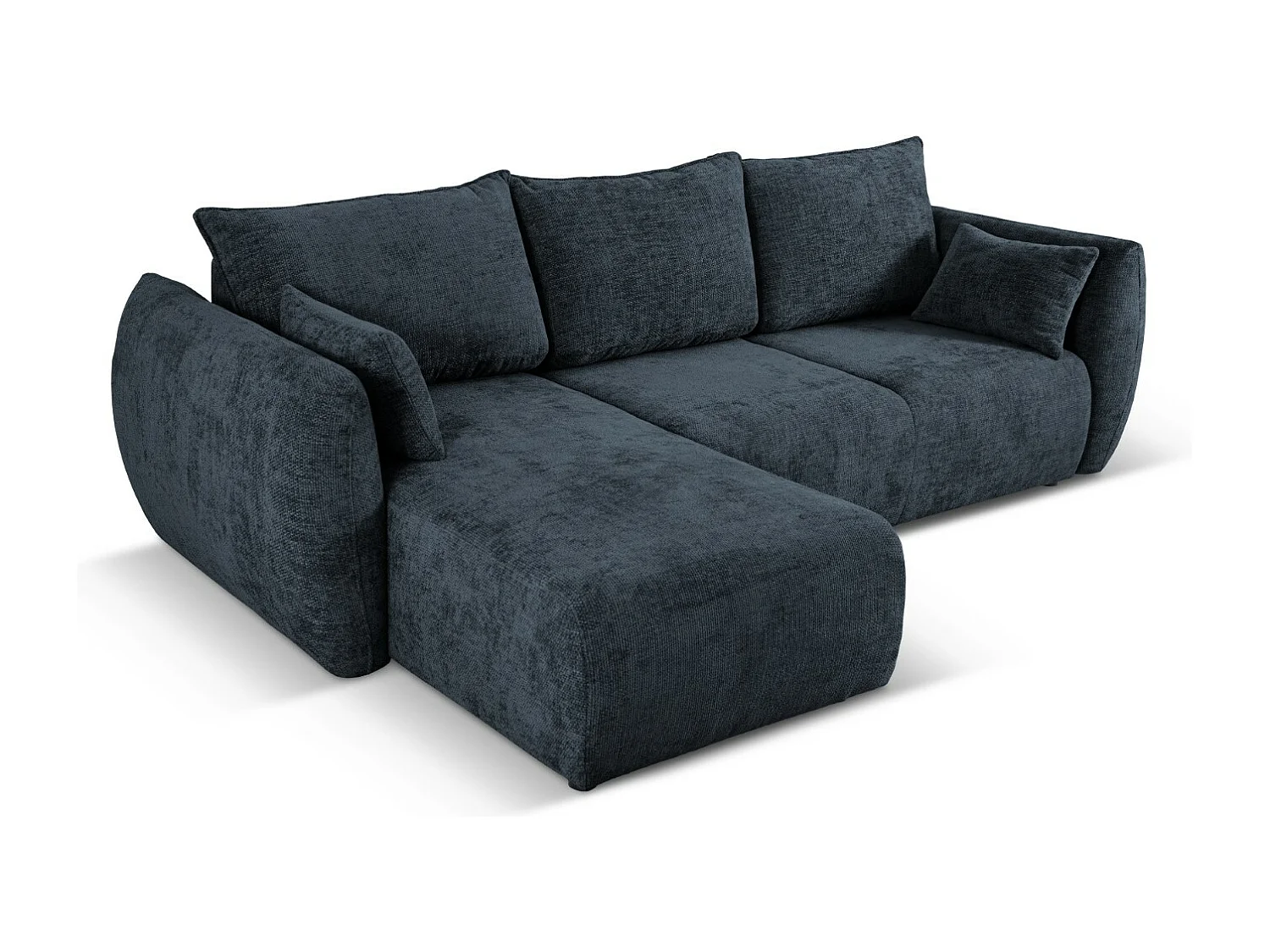 Cosmopolitan Design - 4-Sitzer ausklappbares Ecksofa links mit Container "Matera" aus Chenille-Stoff königsblau - 253x173x86cm