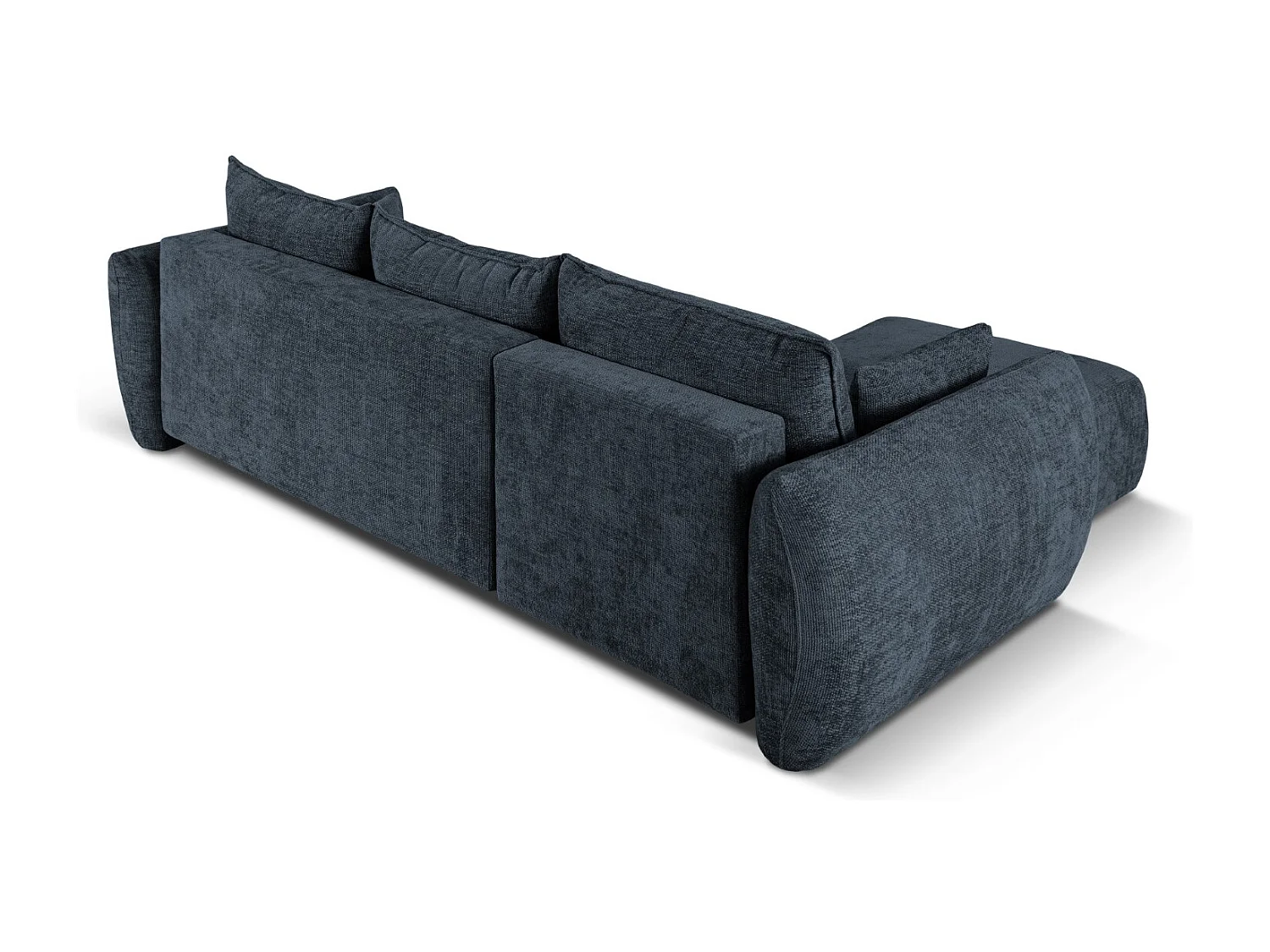 Cosmopolitan Design - 4-Sitzer ausklappbares Ecksofa links mit Container "Matera" aus Chenille-Stoff königsblau - 253x173x86cm