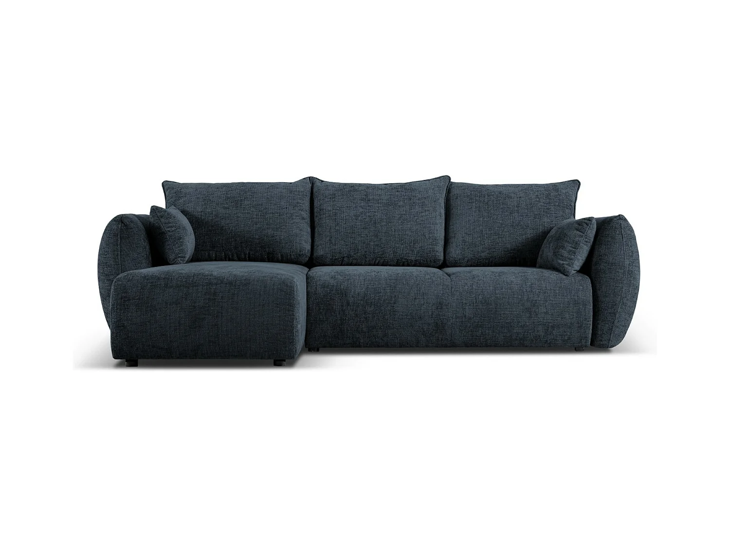 Cosmopolitan Design - Uitklapbare hoekbank links met opbergdoos "Matera" 4 zitplaatsen, Chenille, Koningsblauw - 253x173x86cm