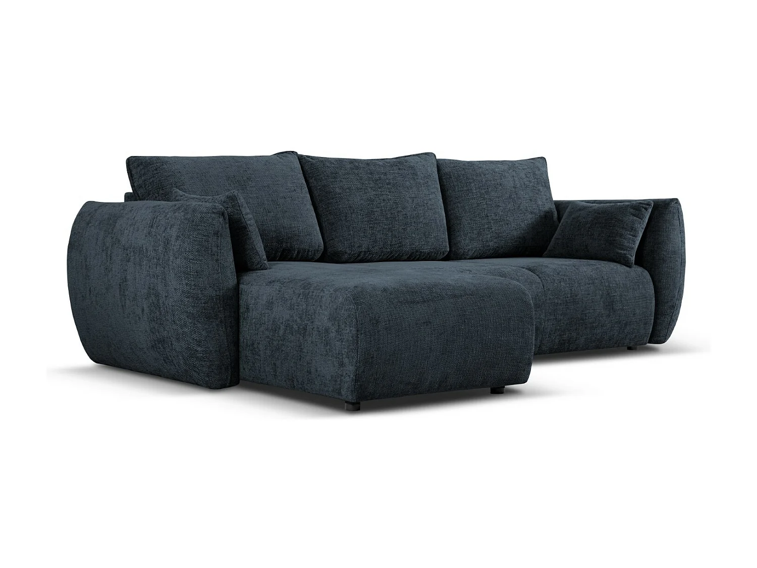 Cosmopolitan Design - Canapé d'angle gauche convertible avec coffre de rangement "Matera" 4 places en chenille bleu roi - 253x173x86cm