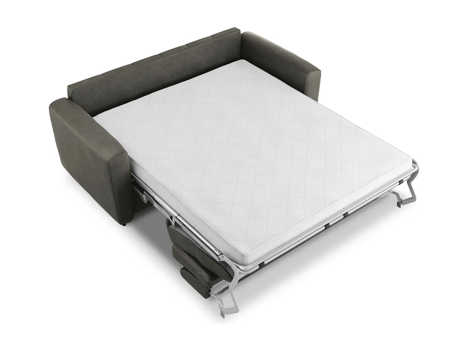 CXL by Christian Lacroix - Sofa z funkcją spania, "Audra" 3 miejsca skóra naturalna, szary ciemny - 192x101x88cm