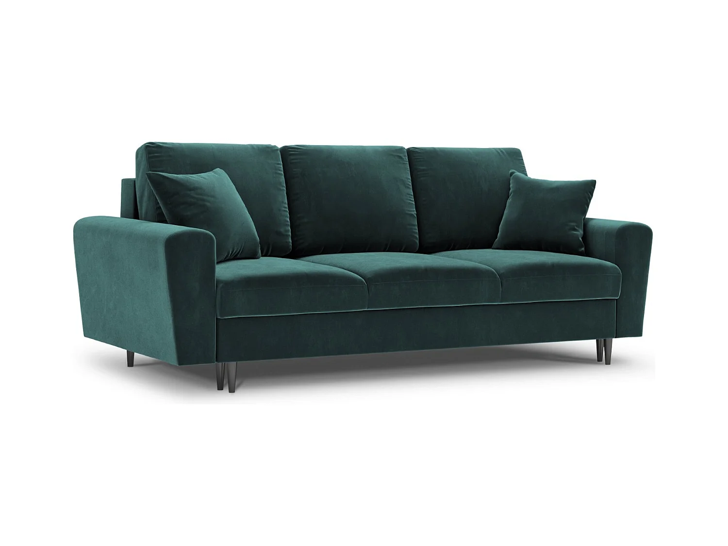 Cosmopolitan Design - Canapé convertible avec coffre de rangement "Kyoto" 3 places en velours pétrole - 235x100x88cm