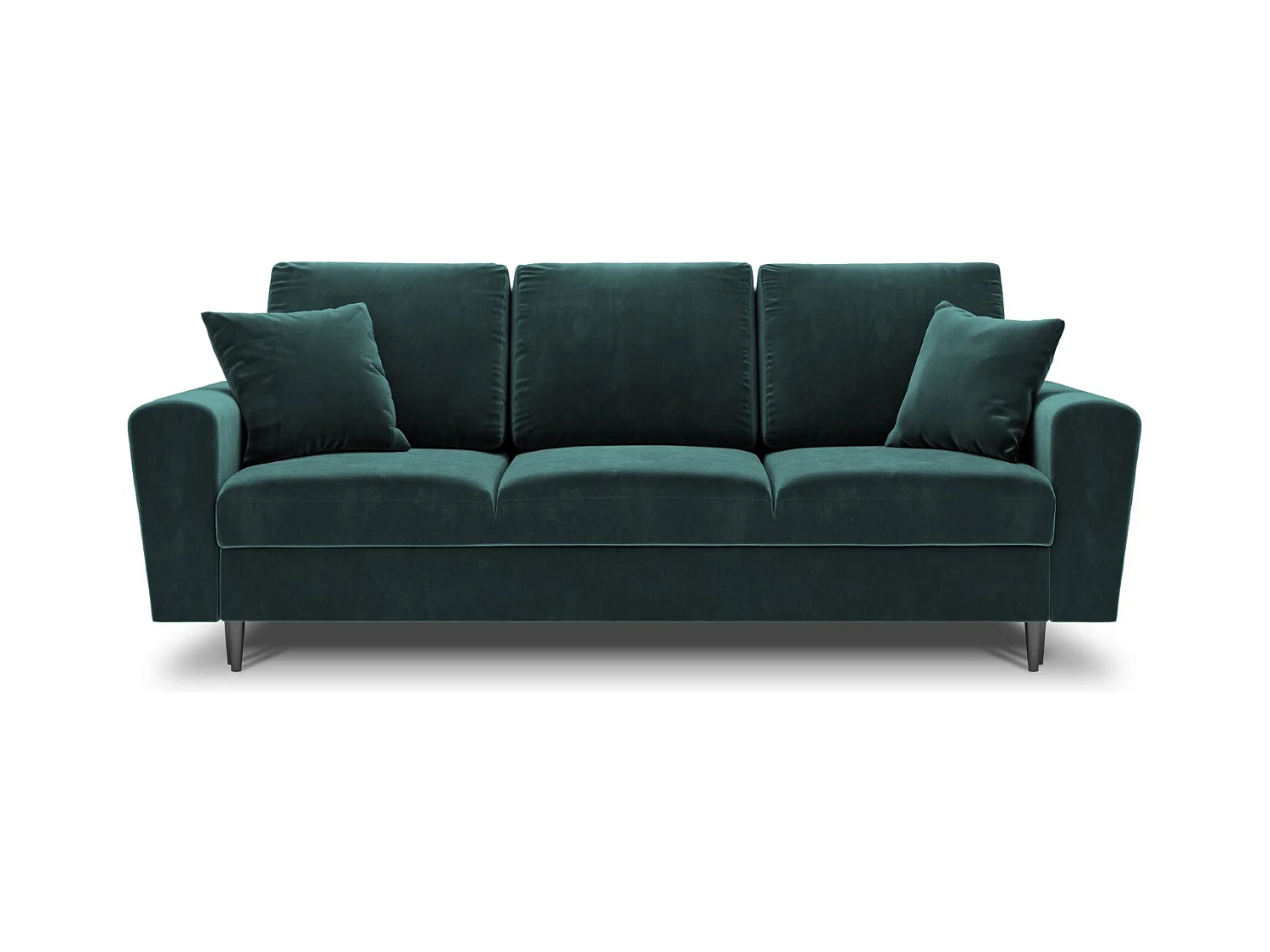 Cosmopolitan Design - 3-Sitzer ausklappbares Sofa mit Bettkasten "Kyoto" aus Samt petrol - 235x100x88cm
