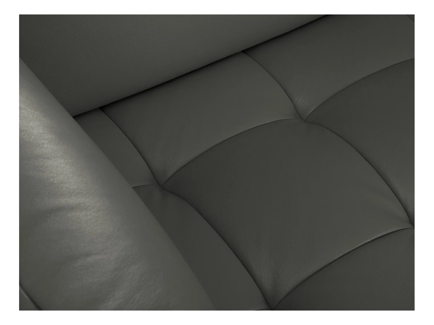 CXL by Christian Lacroix - Canapé d'angle droit convertible "Olivier" 5 places en cuir véritable gris foncé - 262x204x87cm