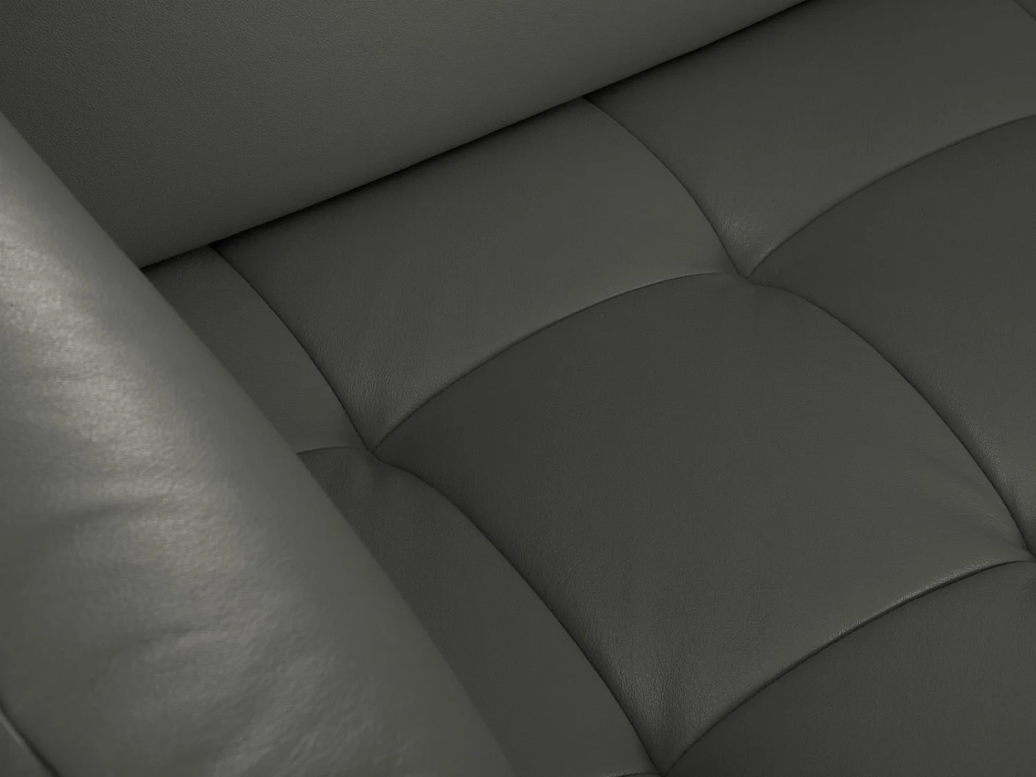 CXL by Christian Lacroix - Canapé d'angle droit convertible "Olivier" 5 places en cuir véritable gris foncé - 262x204x87cm