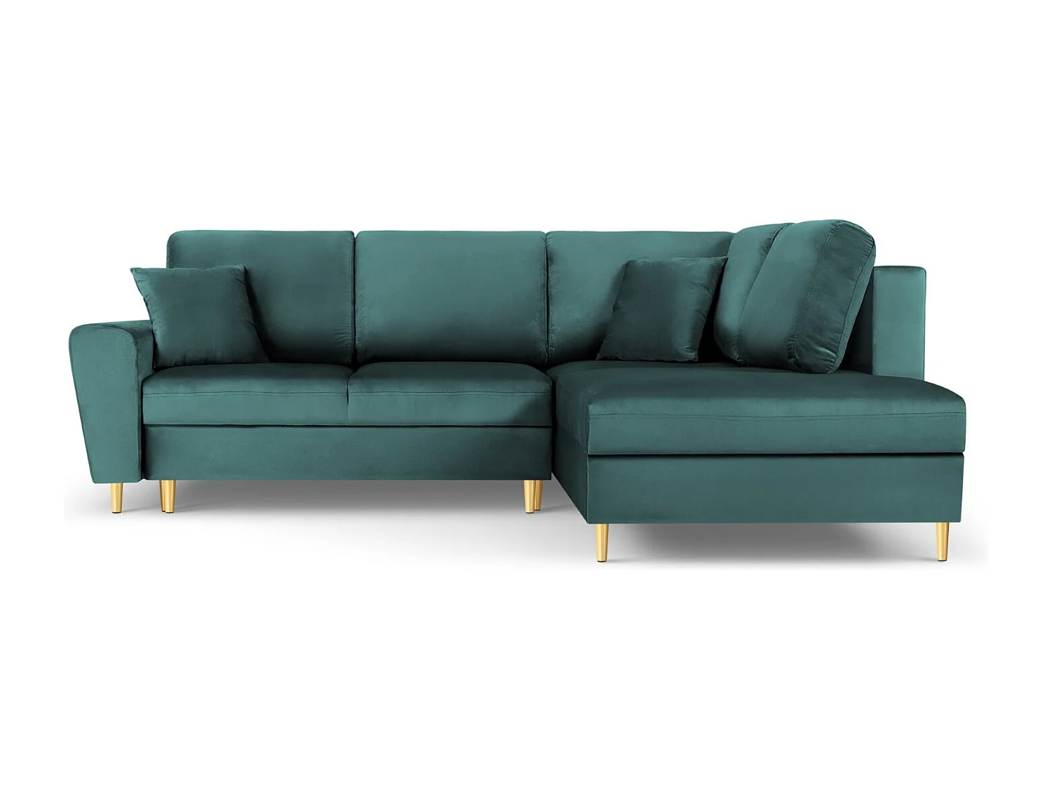 Cosmopolitan Design - Converteerbare hoekbank rechts met opbergdoos "Kyoto" 5 zitplaatsen, Flueel, Olie - 243x194x88cm