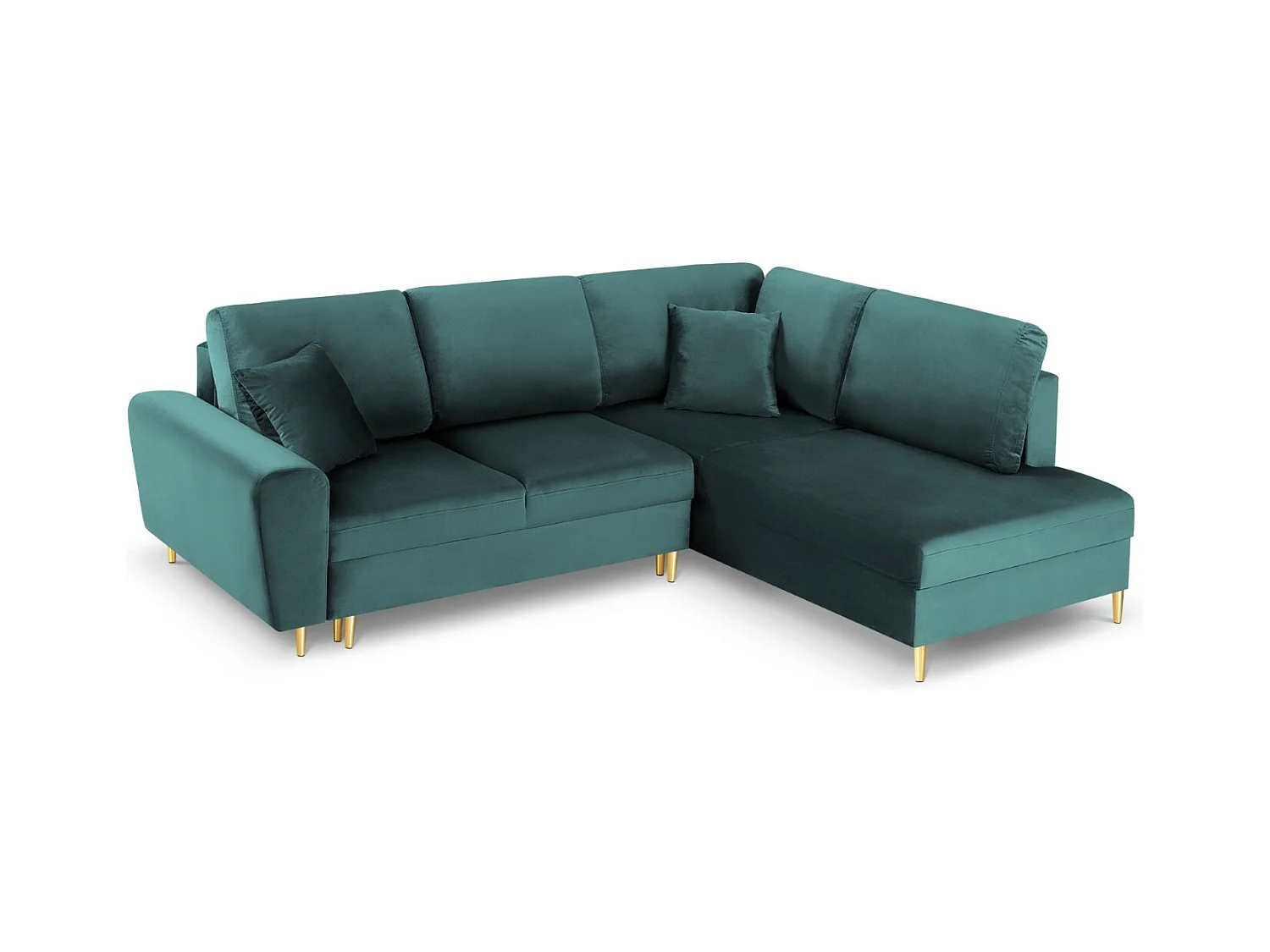 Cosmopolitan Design - Converteerbare hoekbank rechts met opbergdoos "Kyoto" 5 zitplaatsen, Flueel, Olie - 243x194x88cm