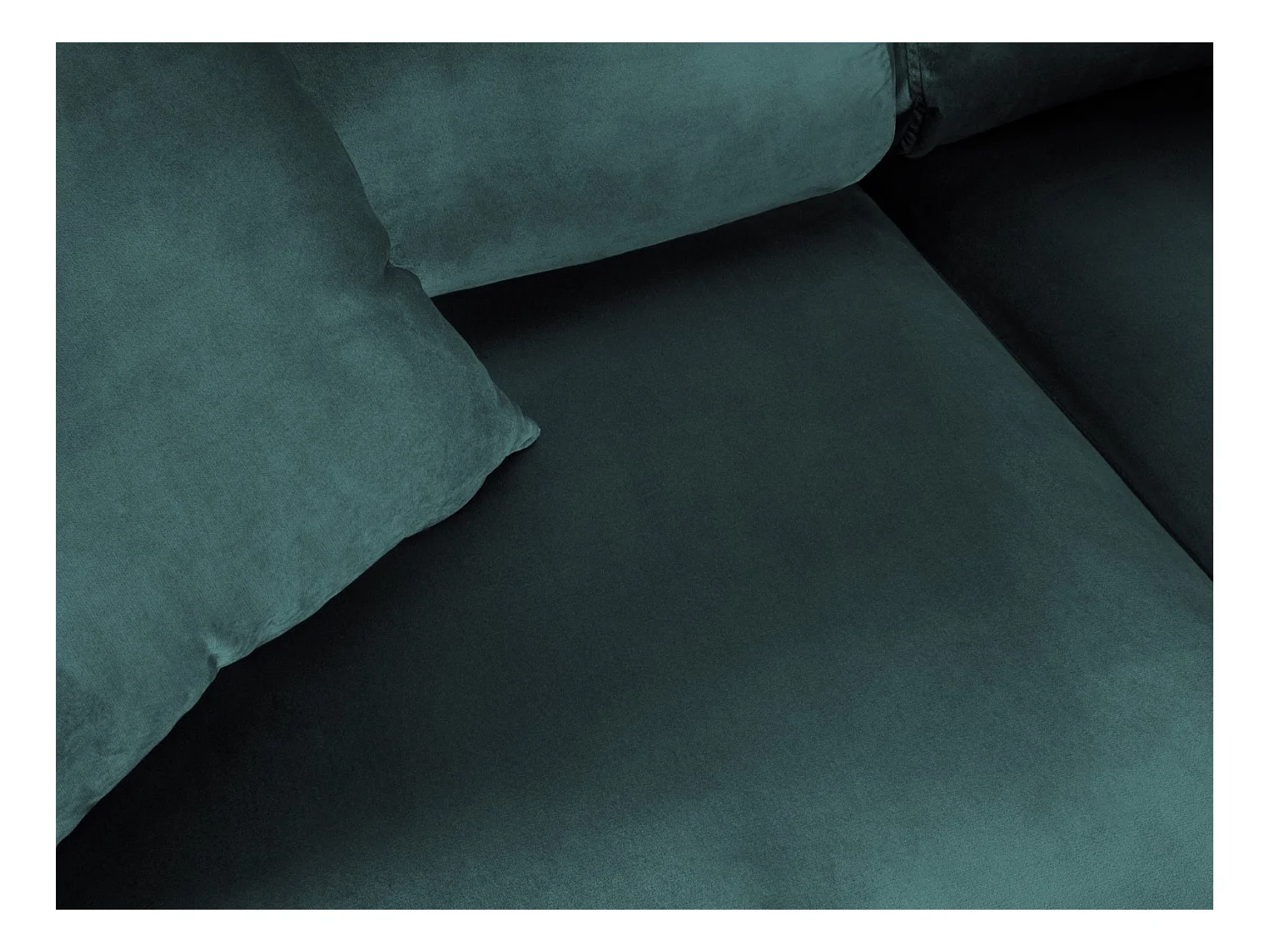 Cosmopolitan Design - Canapé d'angle droit convertible avec coffre de rangement "Kyoto" 5 places en velours pétrole - 243x194x88cm