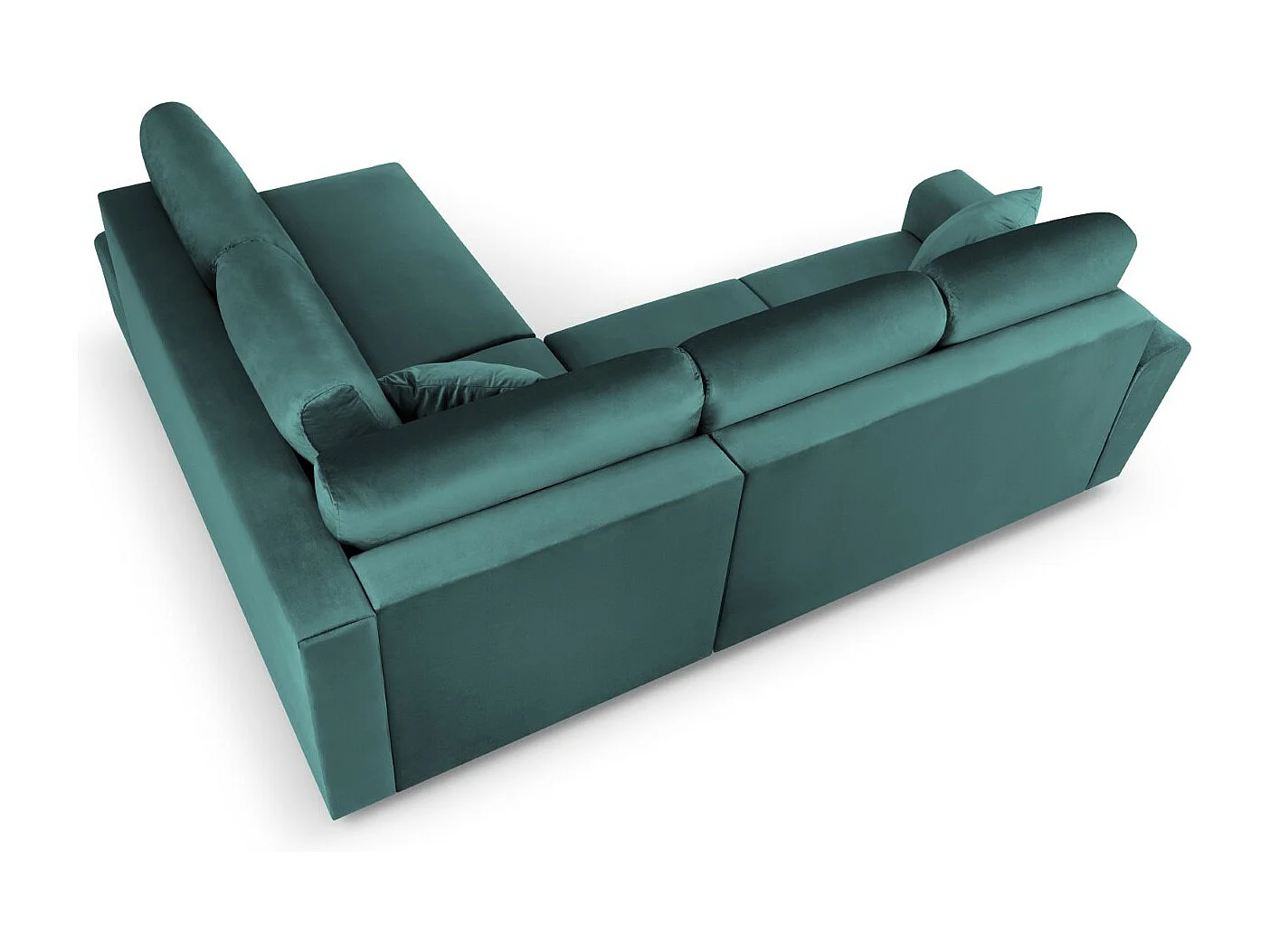 Cosmopolitan Design - Canapé d'angle droit convertible avec coffre de rangement "Kyoto" 5 places en velours pétrole - 243x194x88cm