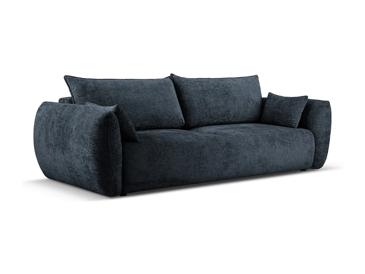 Cosmopolitan Design - Sofá-cama com compartimento de arrumação "Matera" 3 lugares em tecido chenille azul real - 240x108x86cm