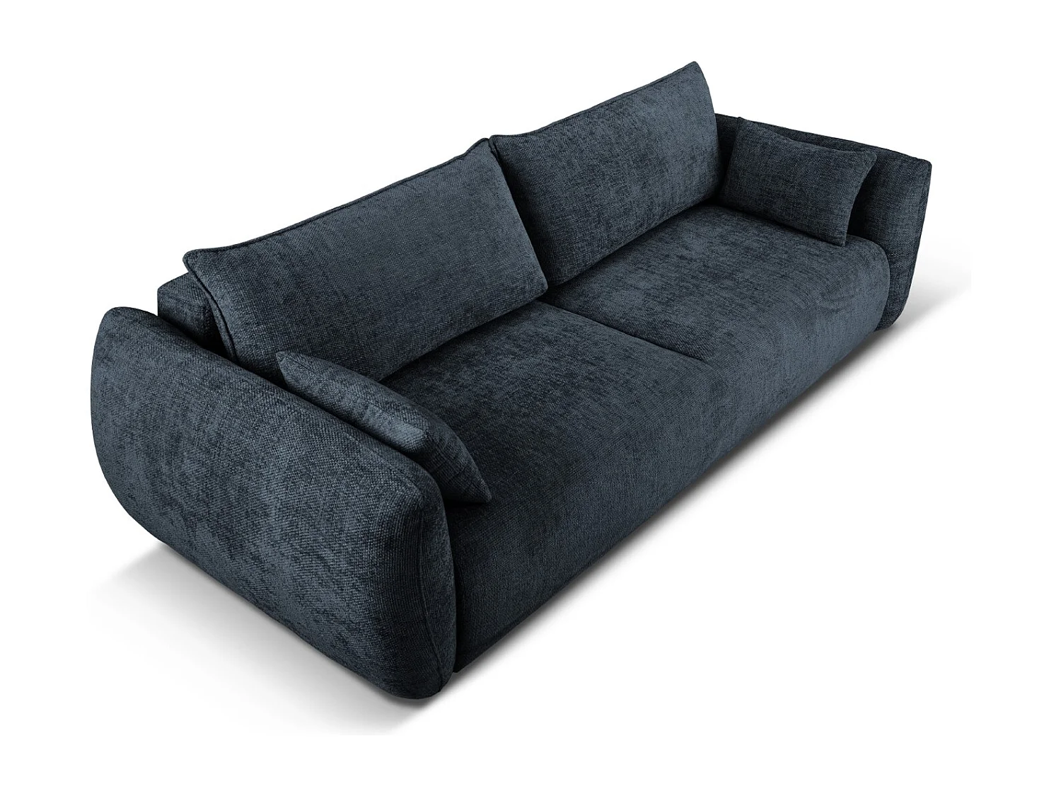 Cosmopolitan Design - Sofá-cama com compartimento de arrumação "Matera" 3 lugares em tecido chenille azul real - 240x108x86cm