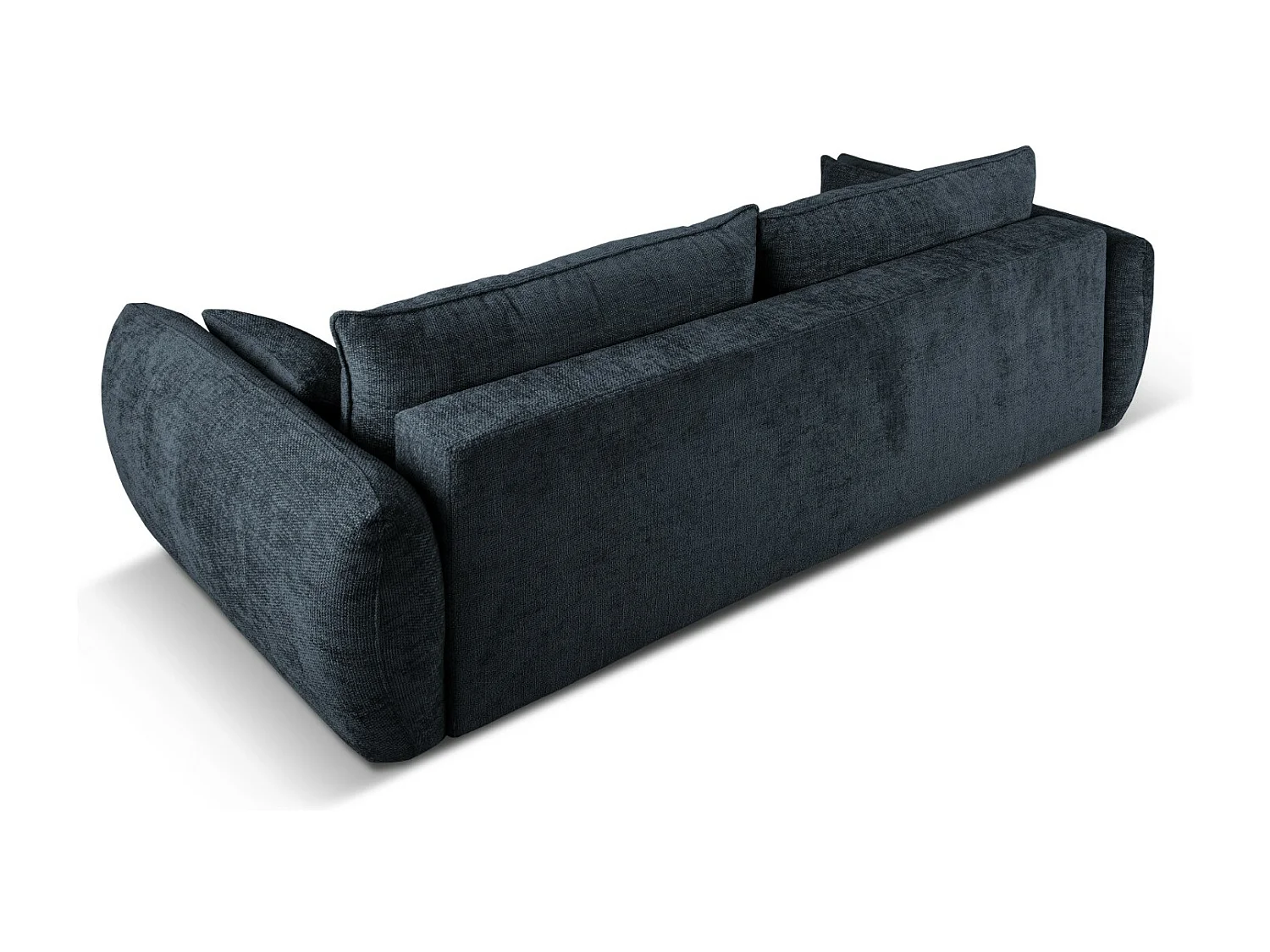 Cosmopolitan Design - Sofá-cama com compartimento de arrumação "Matera" 3 lugares em tecido chenille azul real - 240x108x86cm