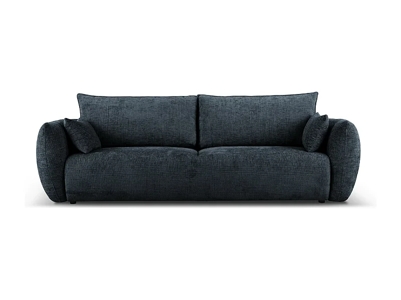 Cosmopolitan Design - Sofá-cama com compartimento de arrumação "Matera" 3 lugares em tecido chenille azul real - 240x108x86cm