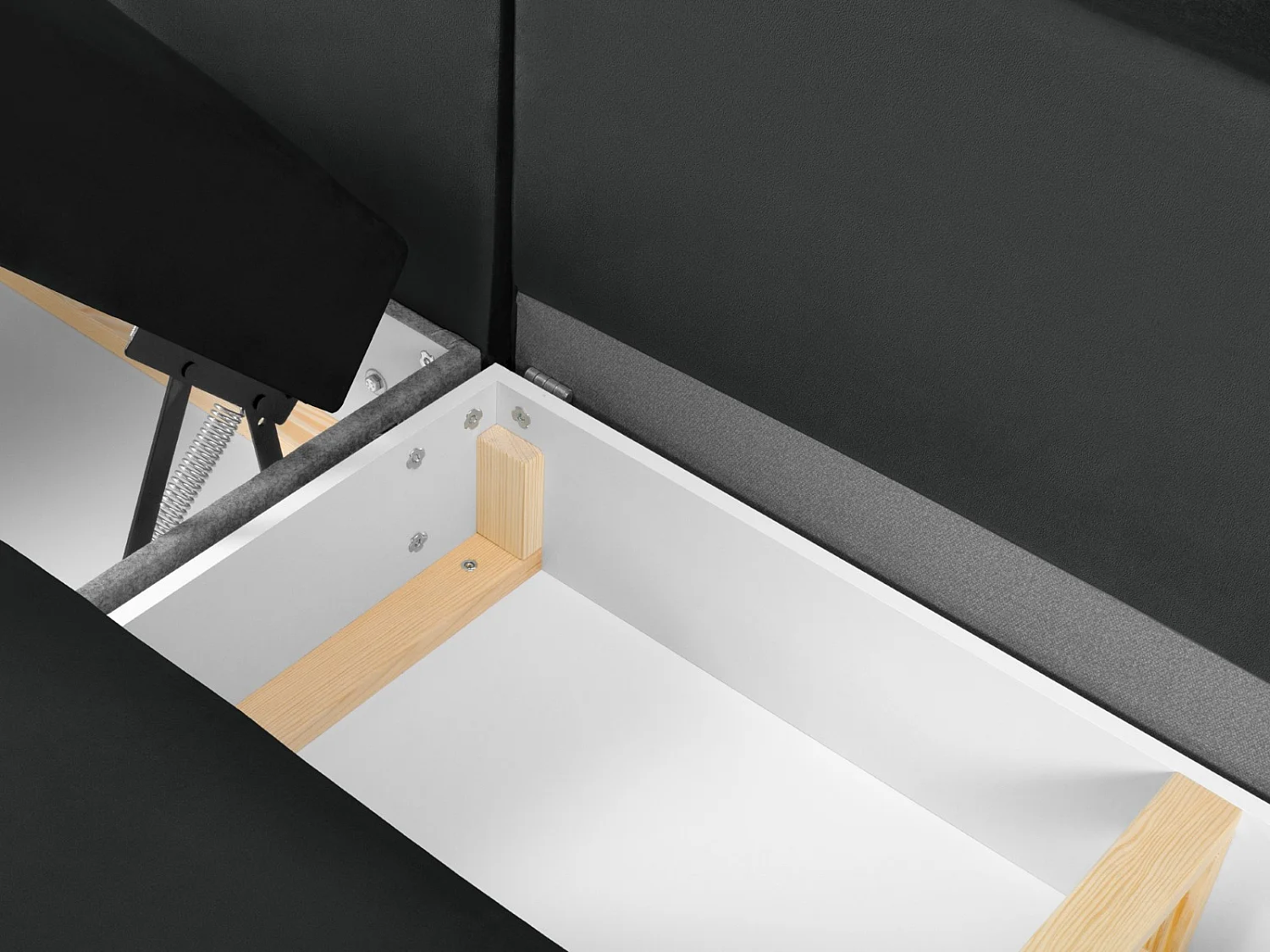 Cosmopolitan Design - Sofa panoramiczna prawa rozkładana ze schowkiem, "Kyoto" 7 miejsc welur, szary ciemny - 313x194x88cm