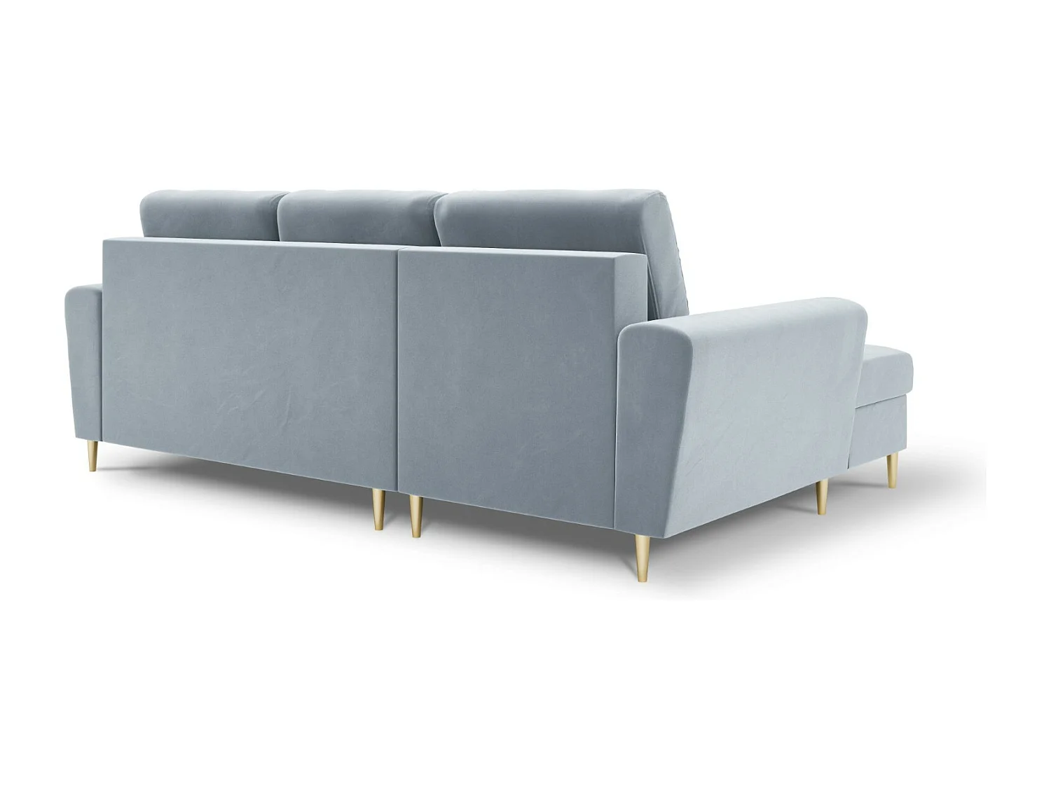 Cosmopolitan Design - Canapé d'angle gauche convertible avec coffre de rangement "Kyoto" 4 places en velours bleu clair - 241x145x88cm